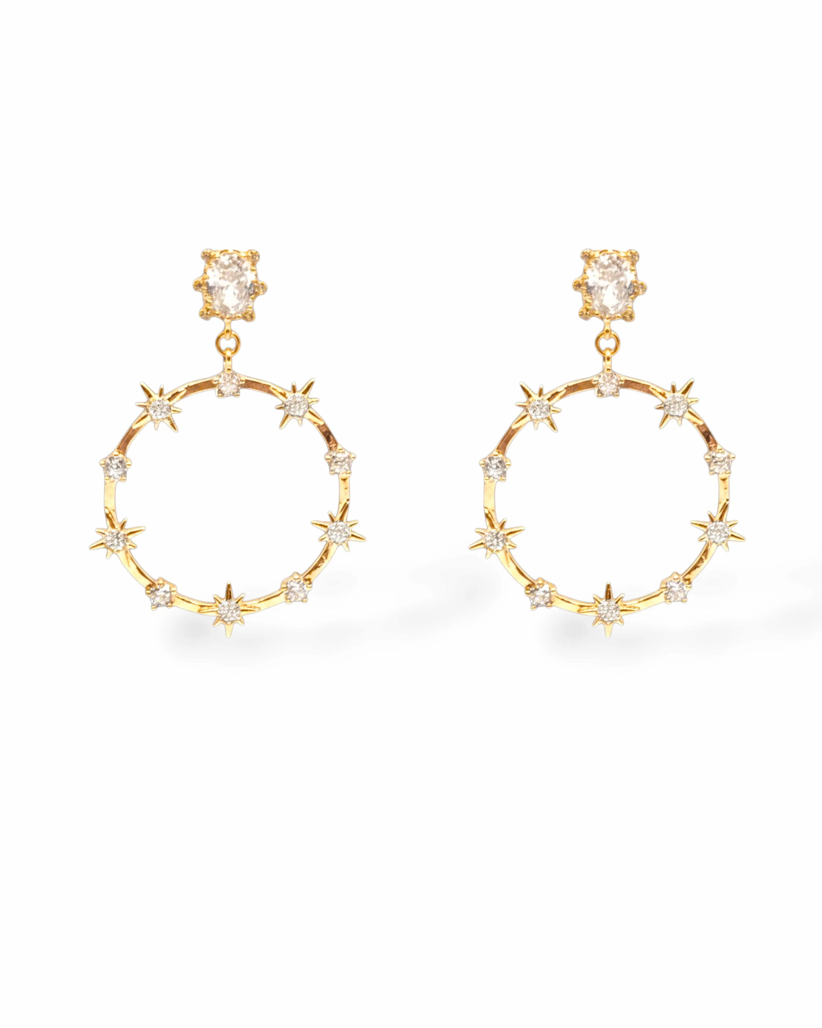 Vera CZ Star Hoop Earrings
