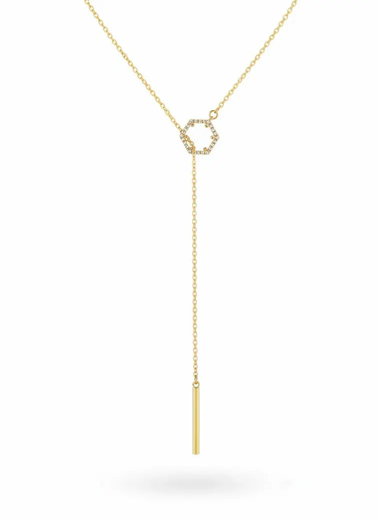Veronica Hexagon Crystal Lariat Necklace