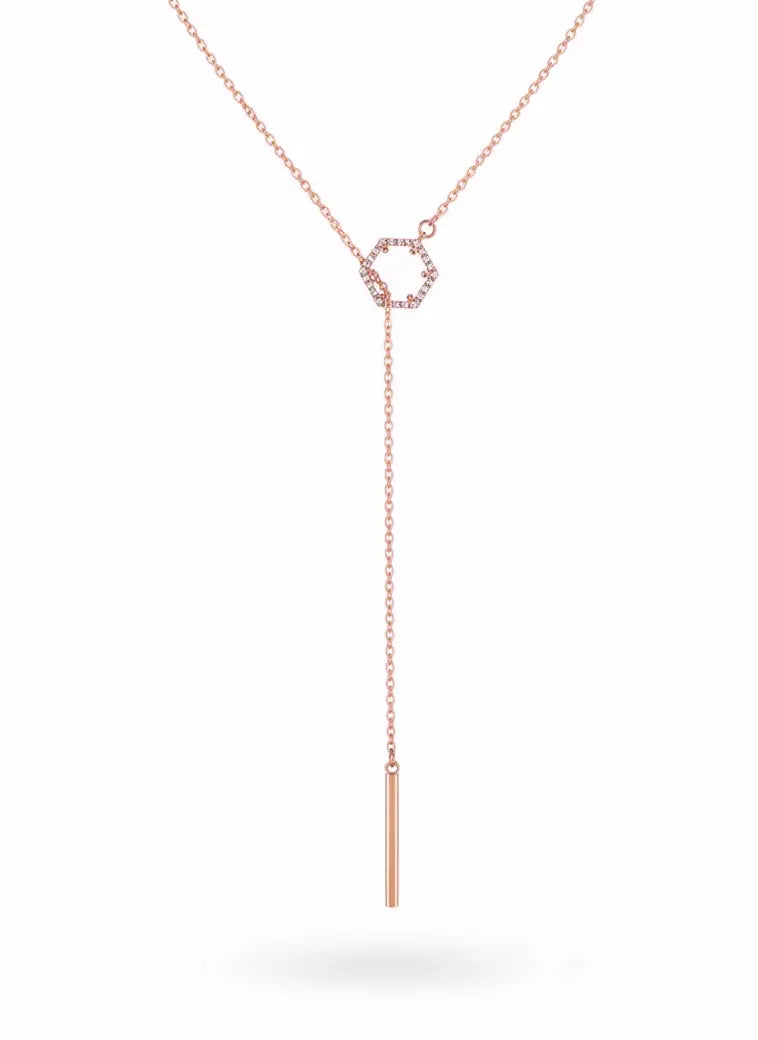 Veronica Hexagon Crystal Lariat Necklace