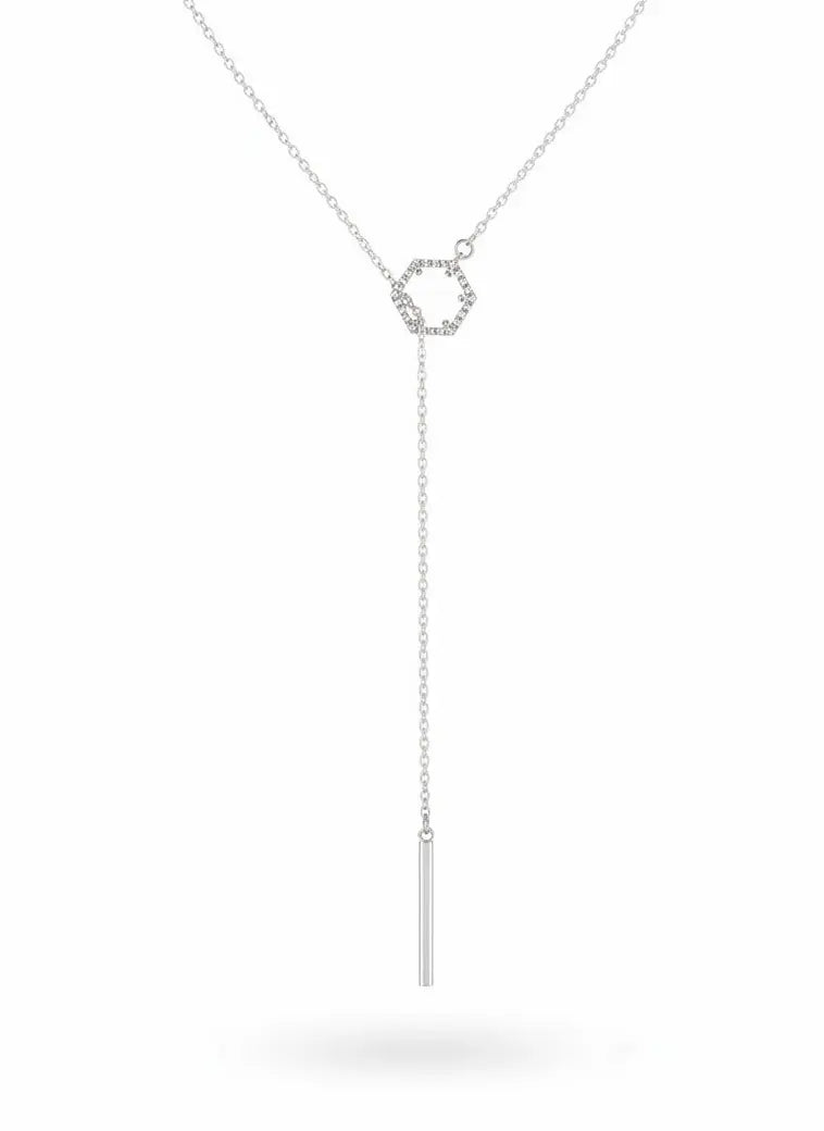 Veronica Hexagon Crystal Lariat Necklace