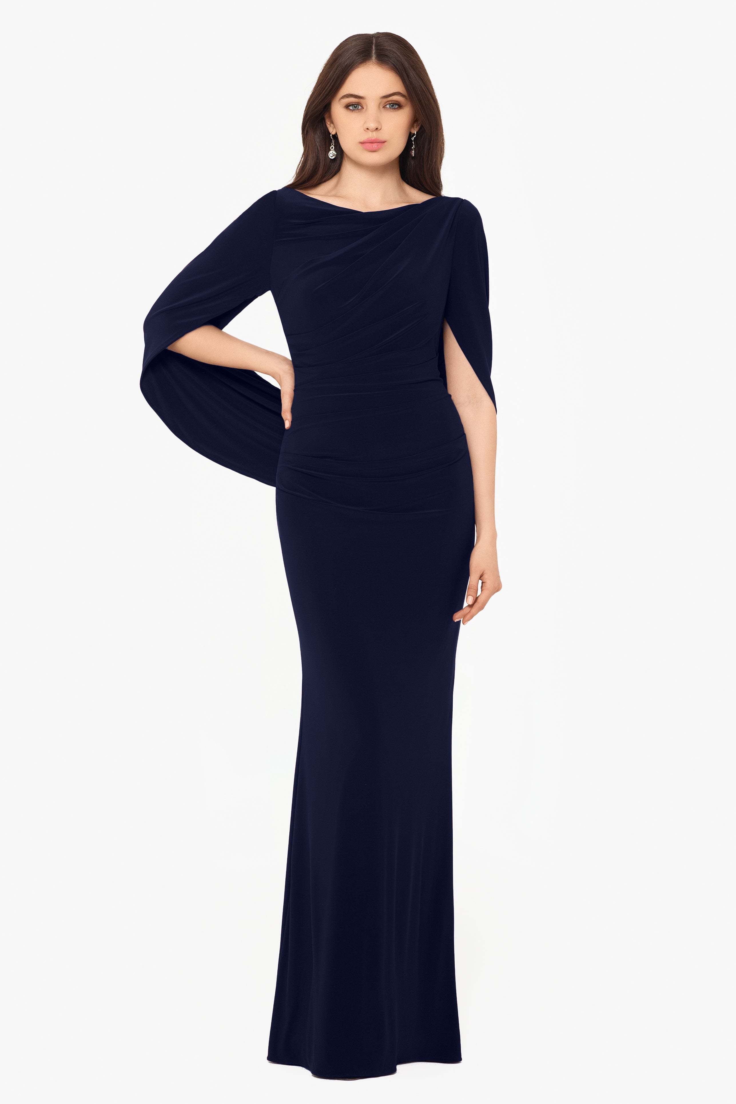 “Miriam” Jersey Knit Draped Back Dress