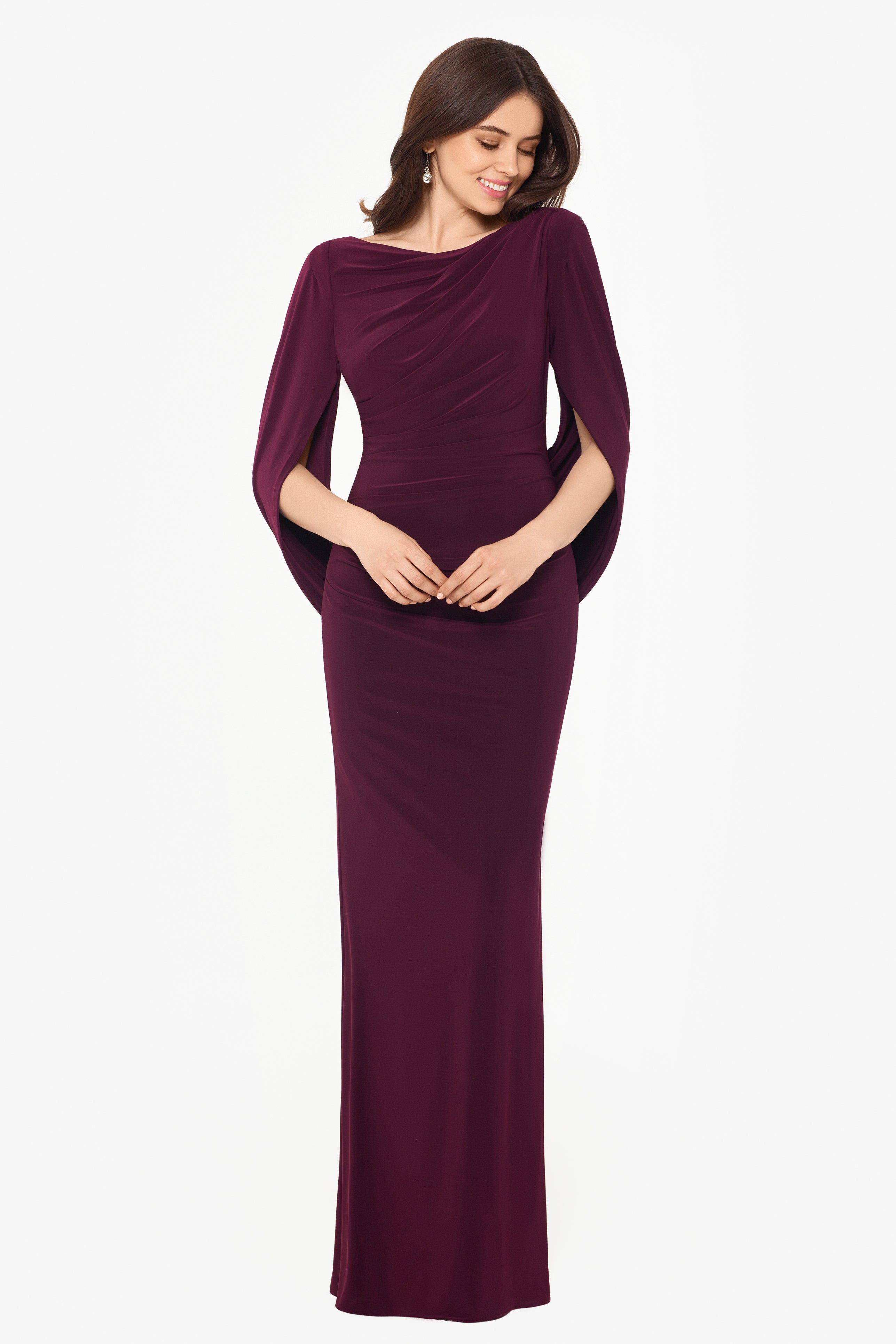 “Miriam” Jersey Knit Draped Back Dress