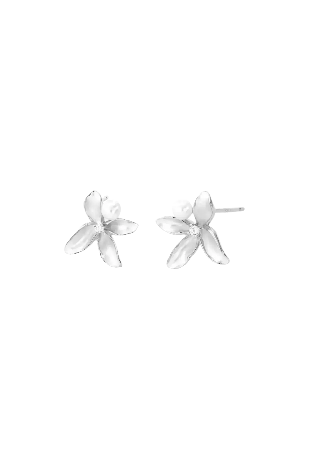 Silver Earrings Orchid&Pearl White