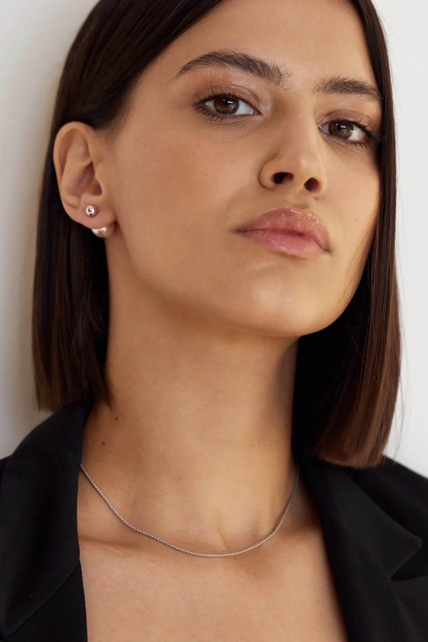 Silver Ball Pearl Earrings