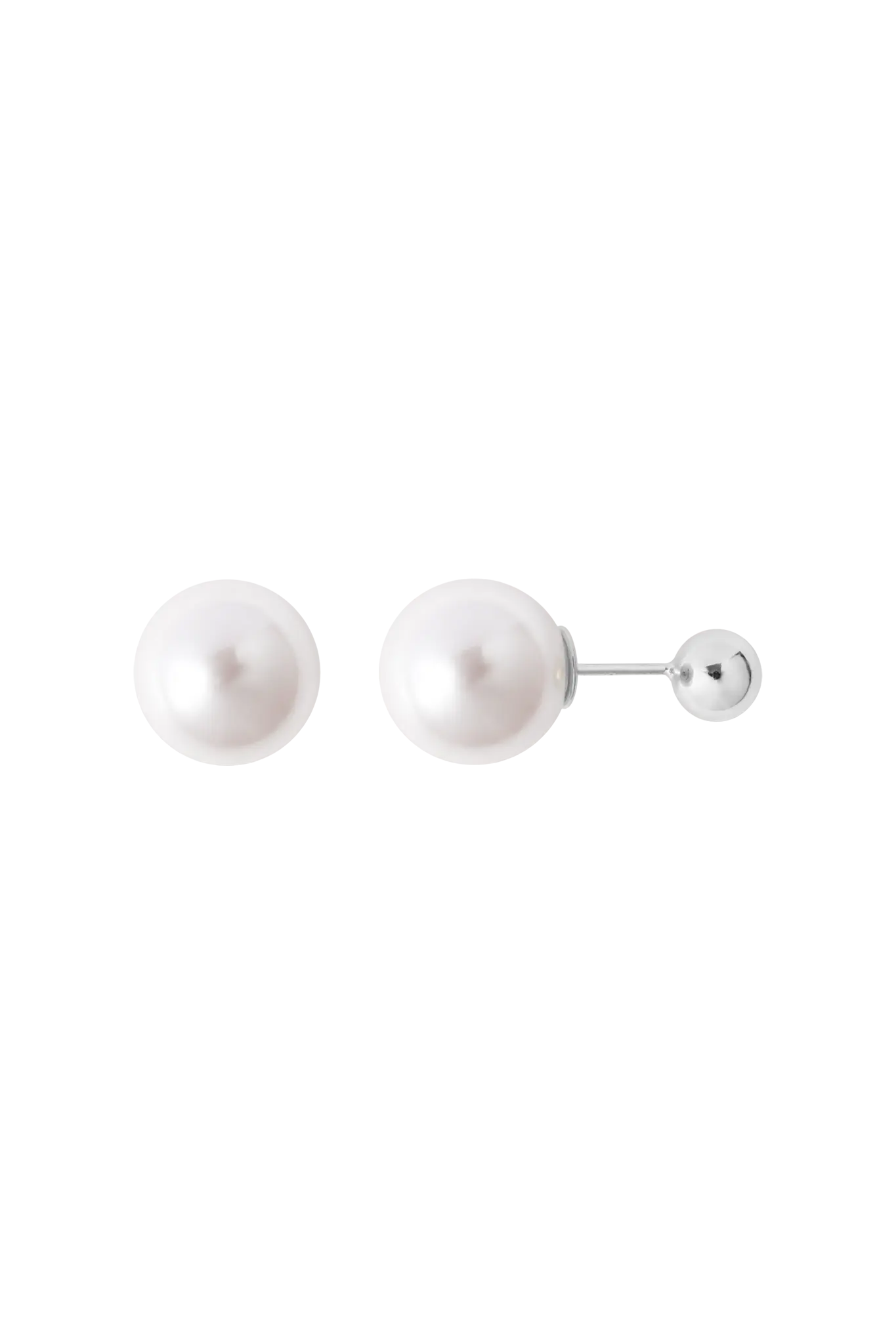 Silver Ball Pearl Earrings