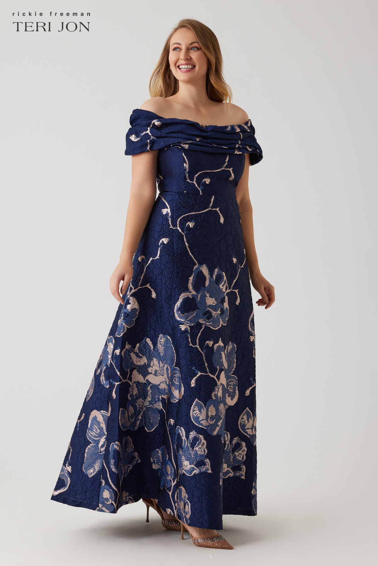 Off The Shoulder Floral Border Gown