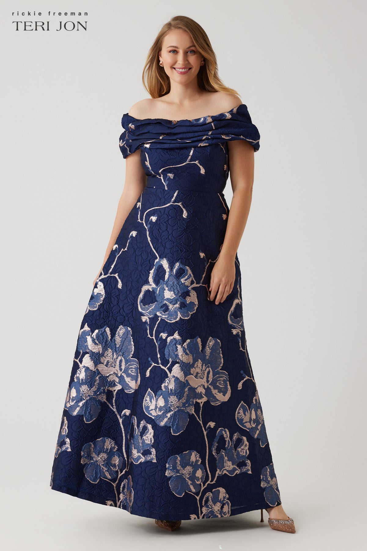 Off The Shoulder Floral Border Gown