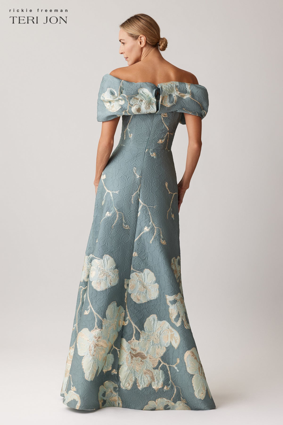 Off The Shoulder Floral Border Gown