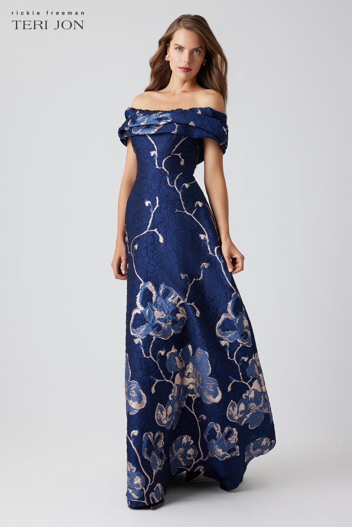 Off The Shoulder Floral Border Gown