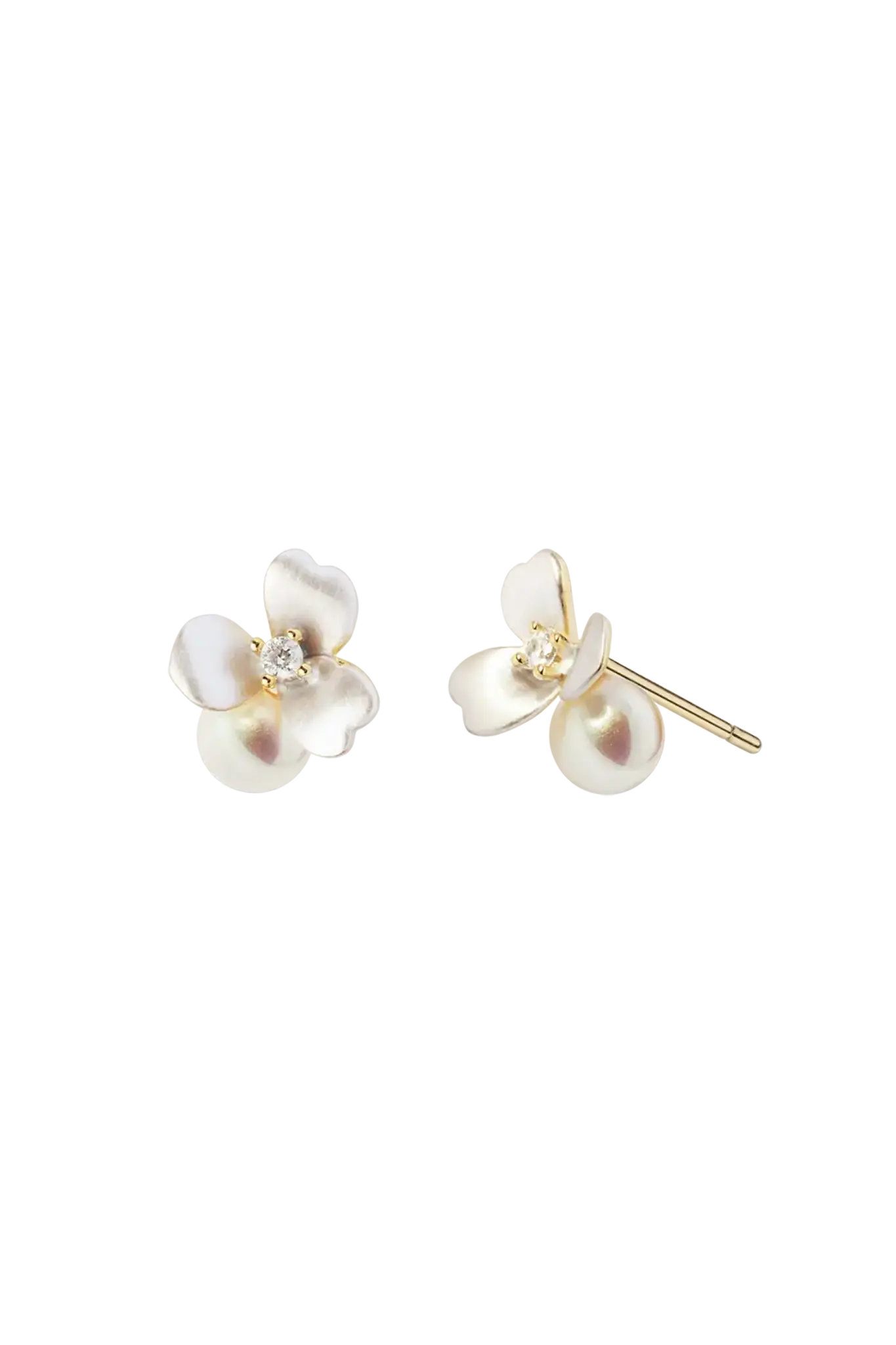 Silver Flower&Pearl Earrings