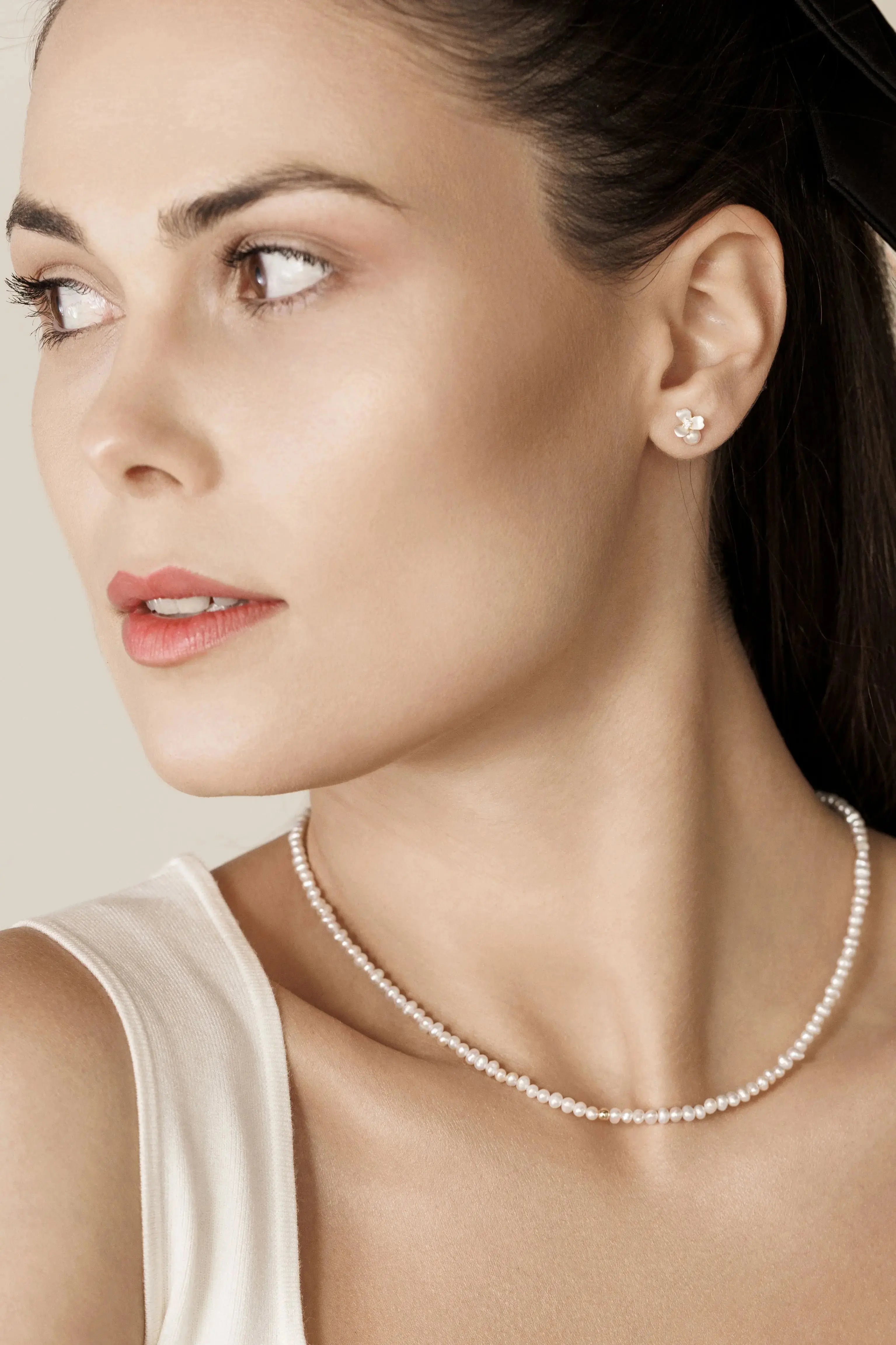 Silver Flower&Pearl Earrings