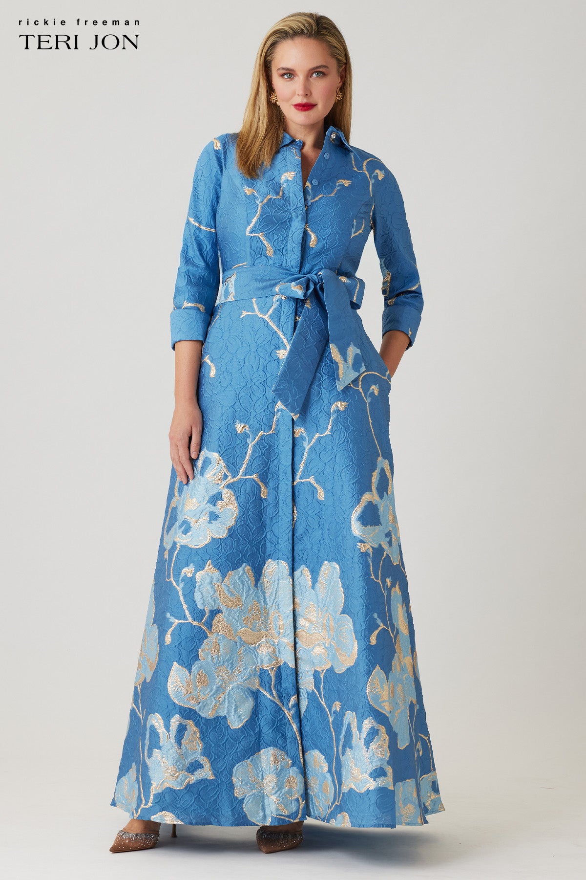 Jacquard Border Pattern Shirt Gown