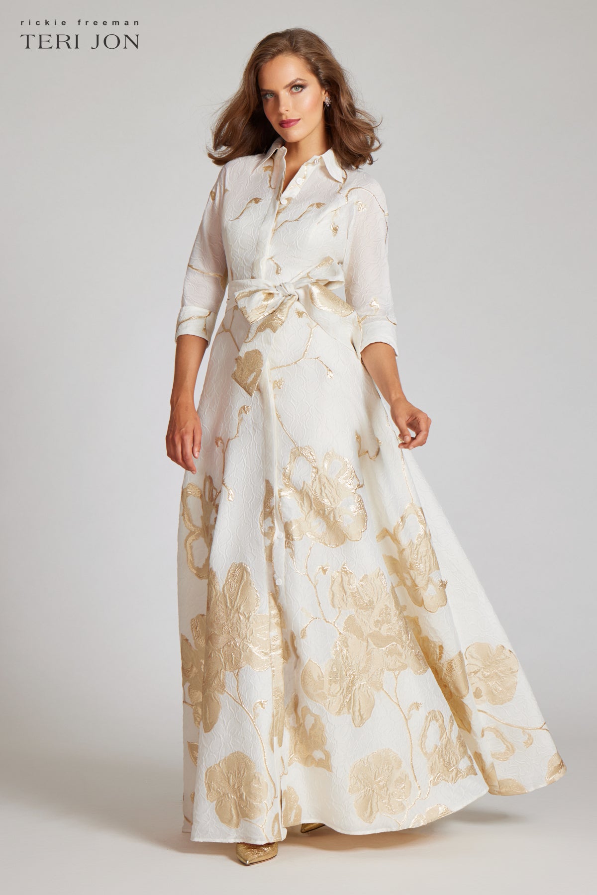 Jacquard Border Pattern Shirt Gown