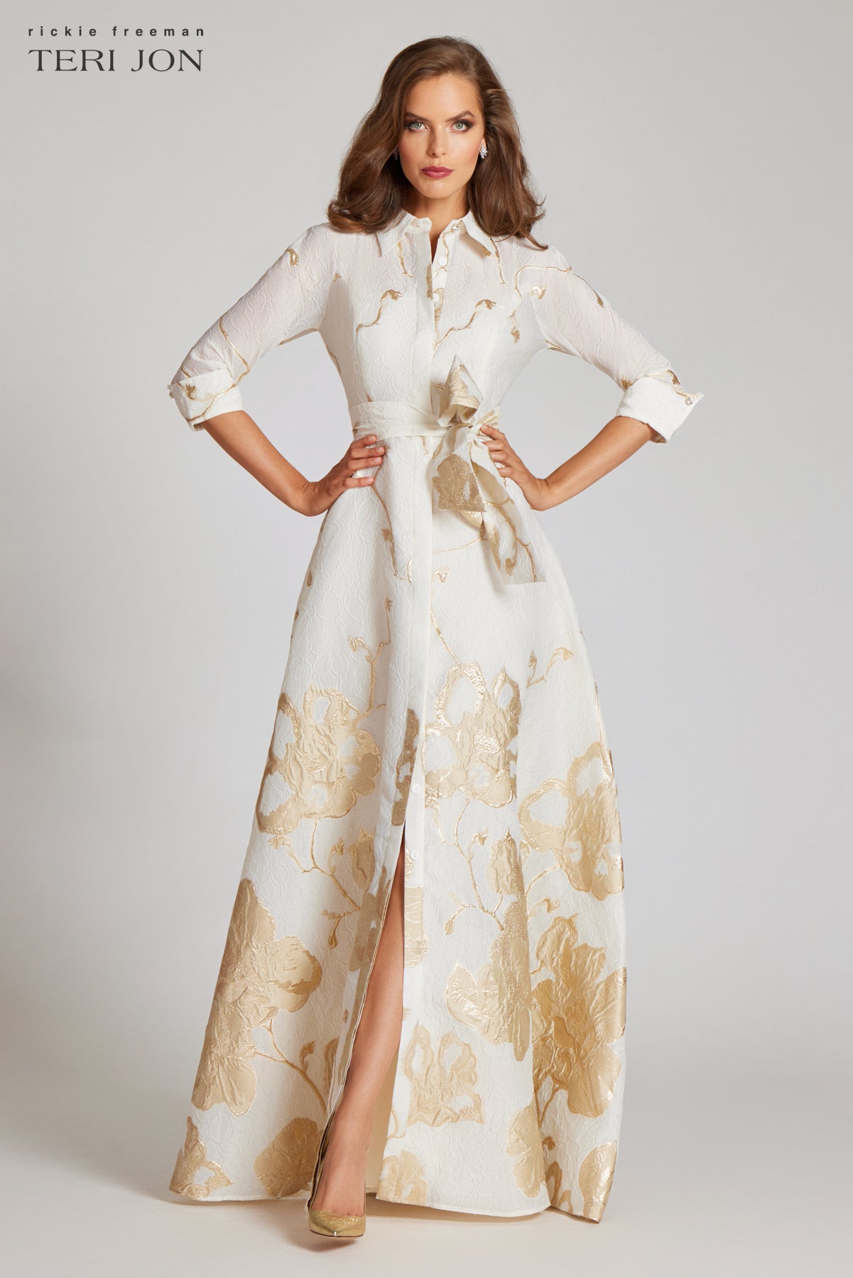 Jacquard Border Pattern Shirt Gown