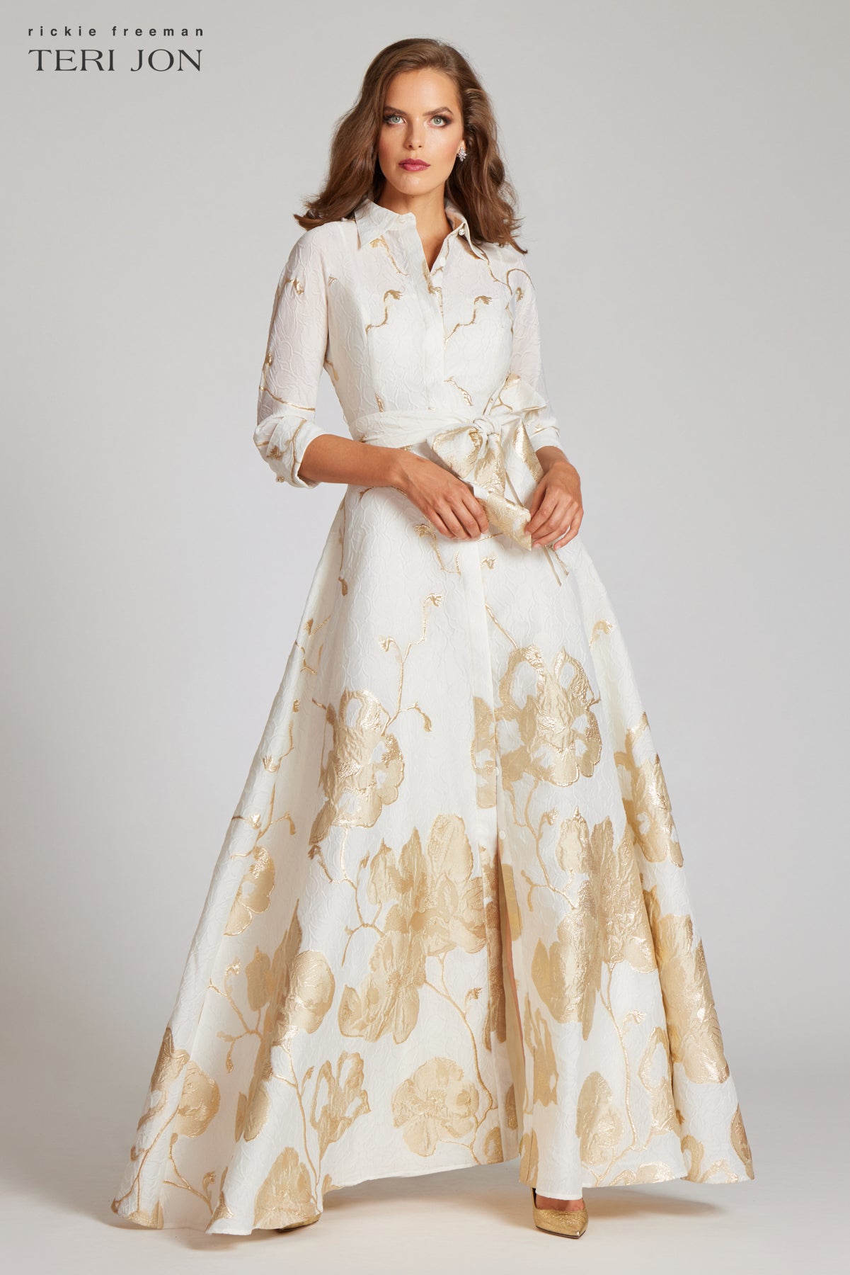 Jacquard Border Pattern Shirt Gown