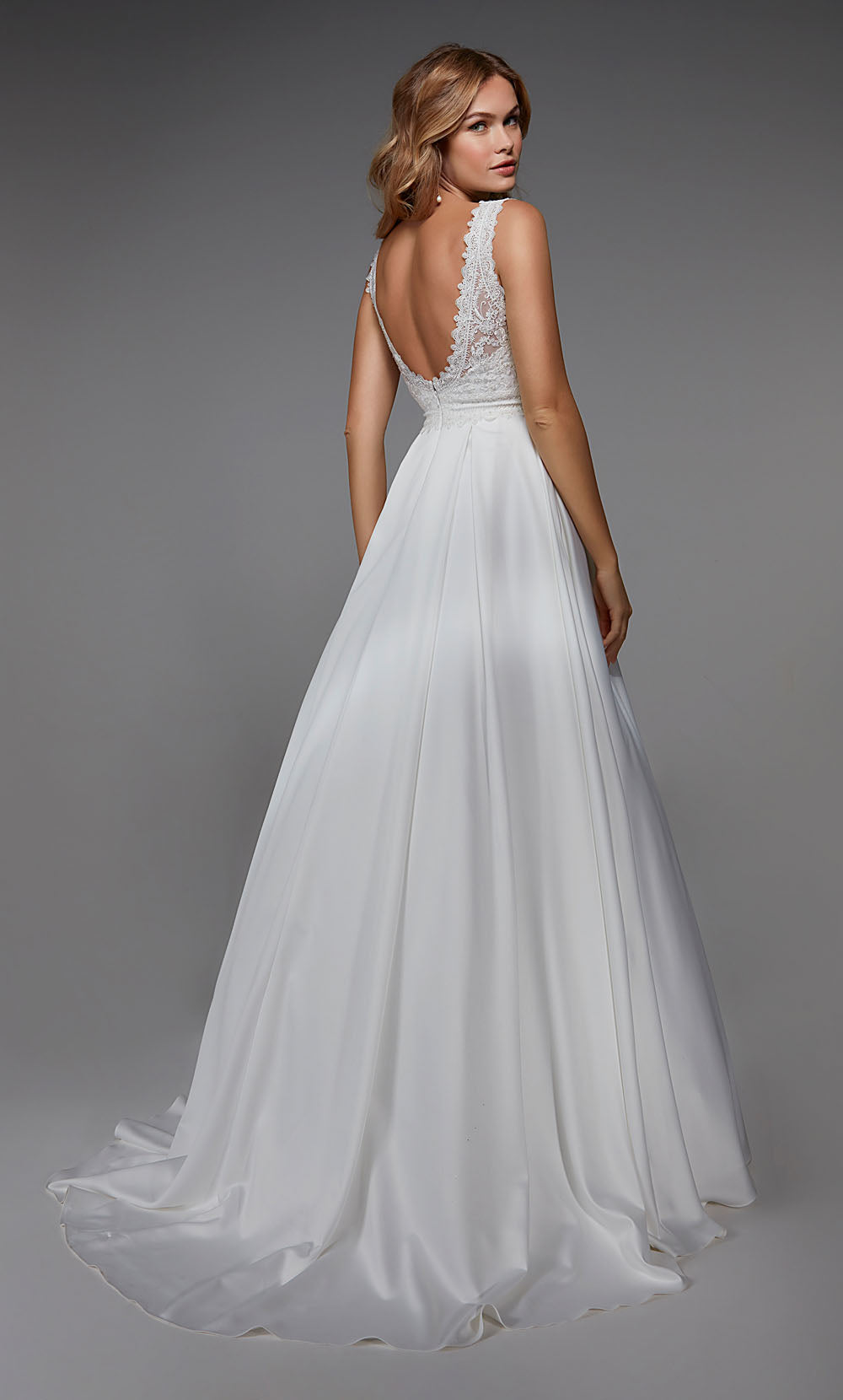 ALYCE Paris 7035 Bridal V-neckline Train A Line Dress