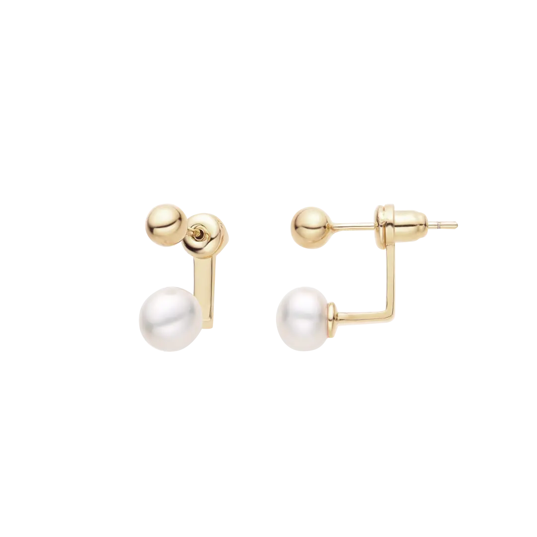 Silver Pearl Anchor Earrings S