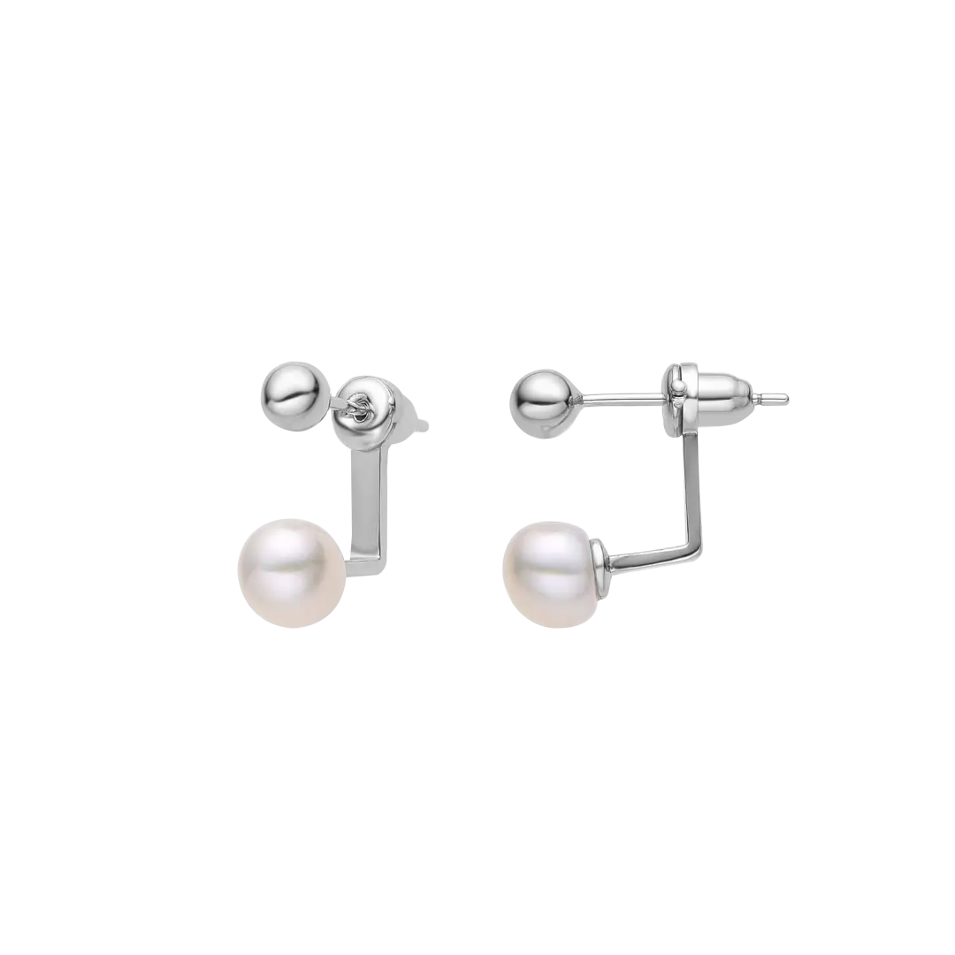 Silver Pearl Anchor Earrings S