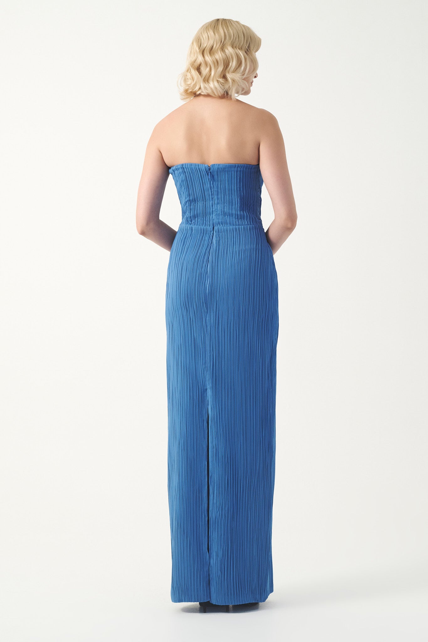 Halter Pleated Column Gown