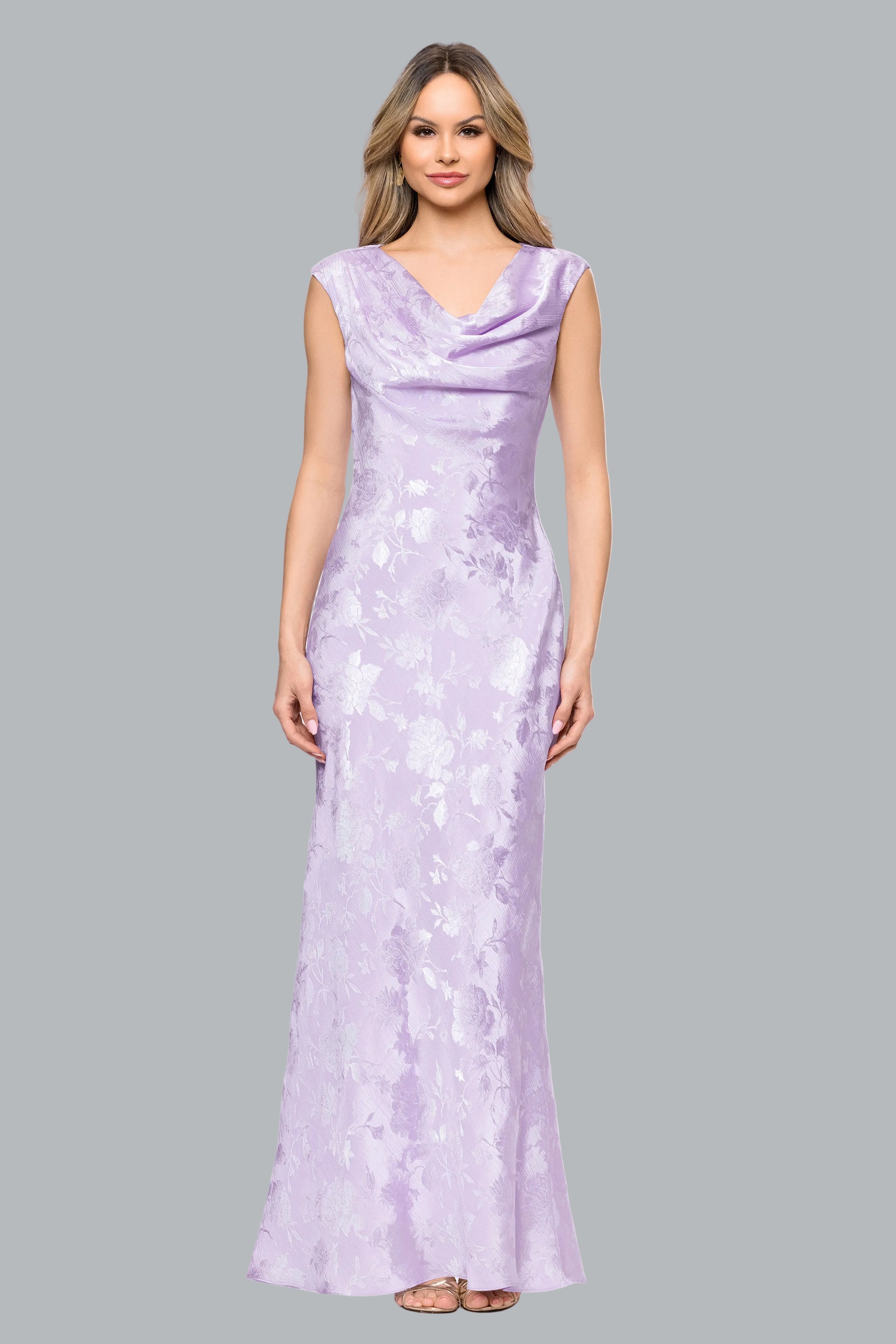“Kayley” Jacquard Cowl Neck Dress