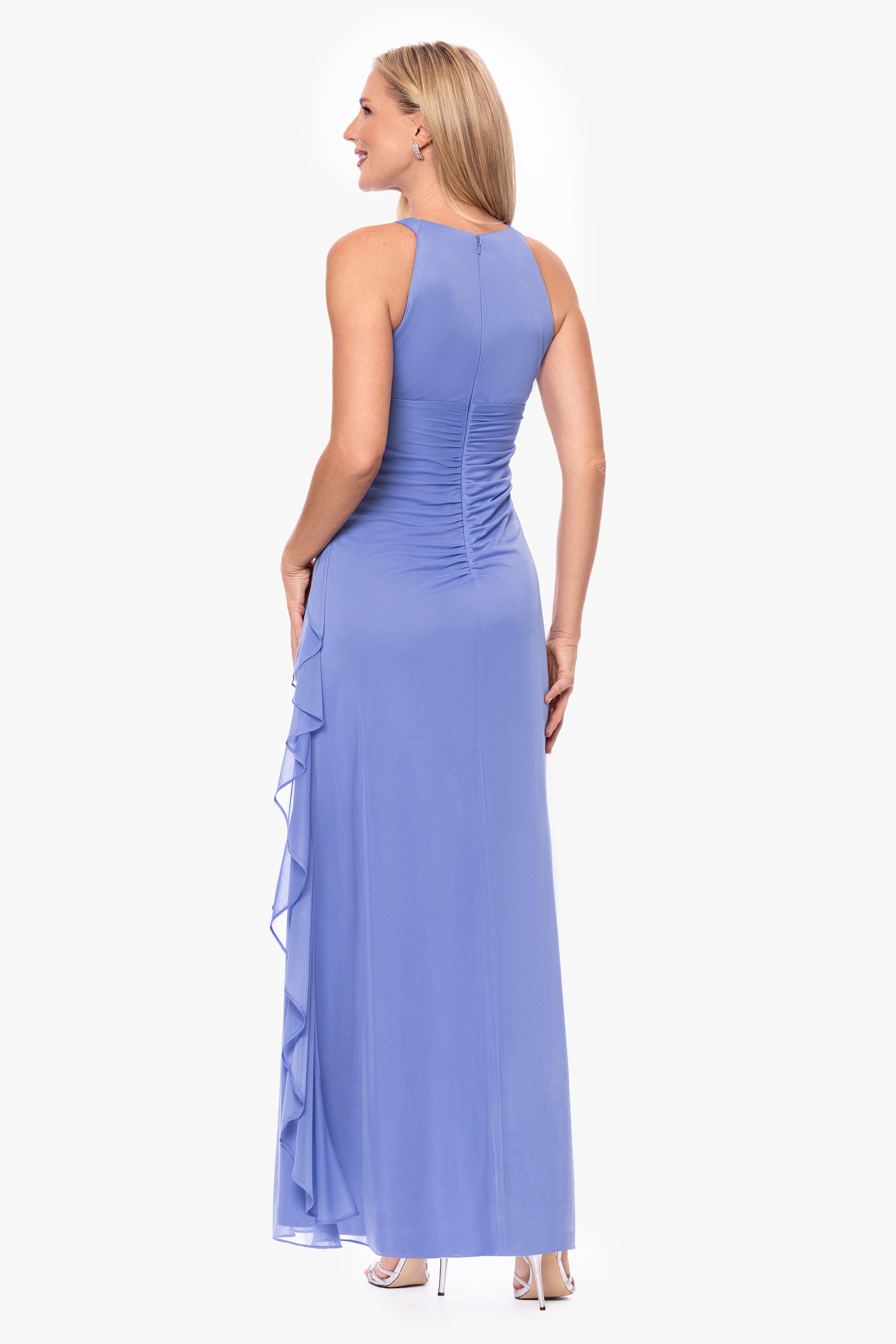 “Petra” Sheer Matte Jersey Knit Key Hole Dress
