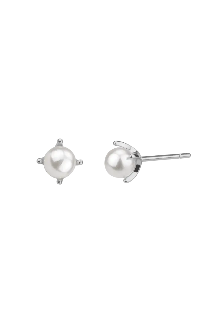 Simple White Silver Earrings L