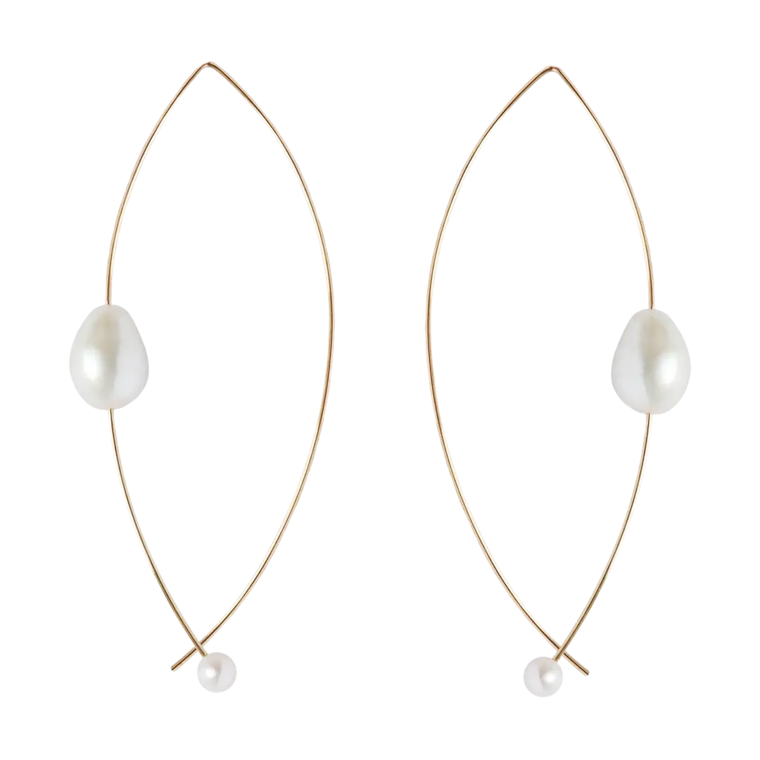 Silver Wire Pearl Earrings