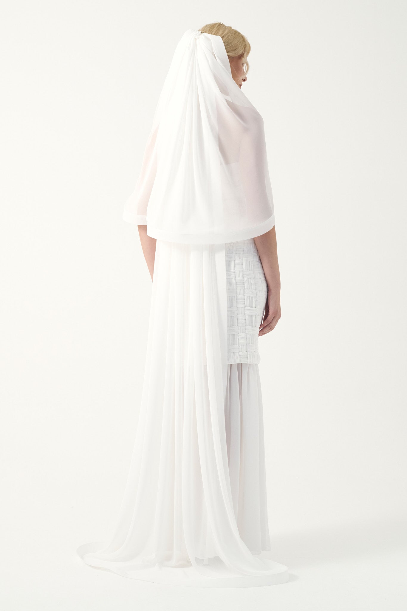 Strapless Textured Bridal Gown with Sheer Hem With Veil