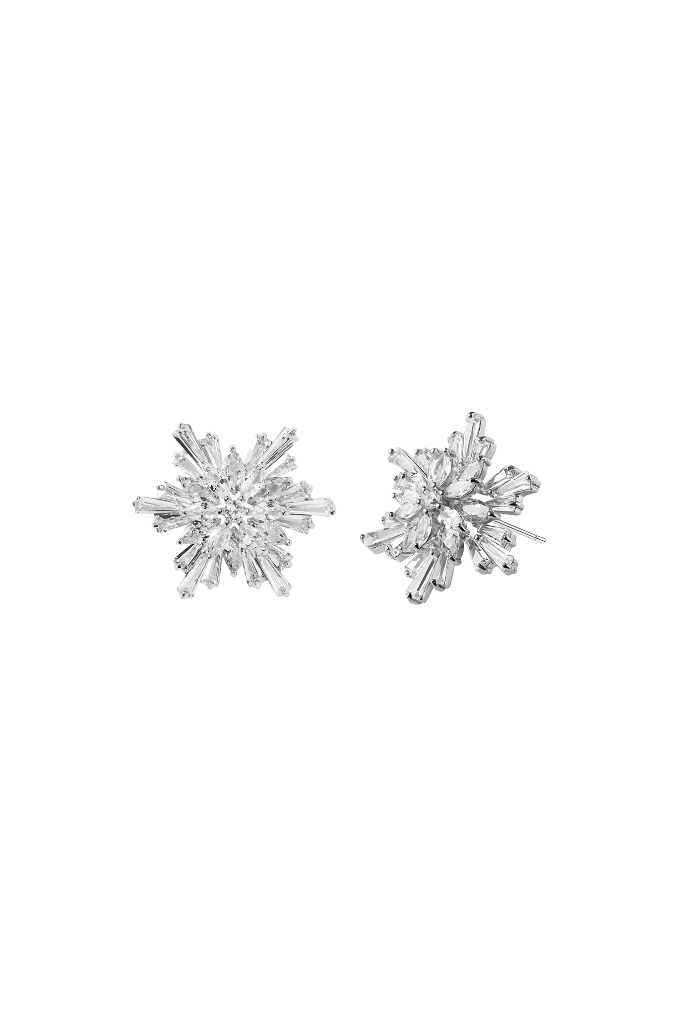 Silver Earrings Frosted Flowers