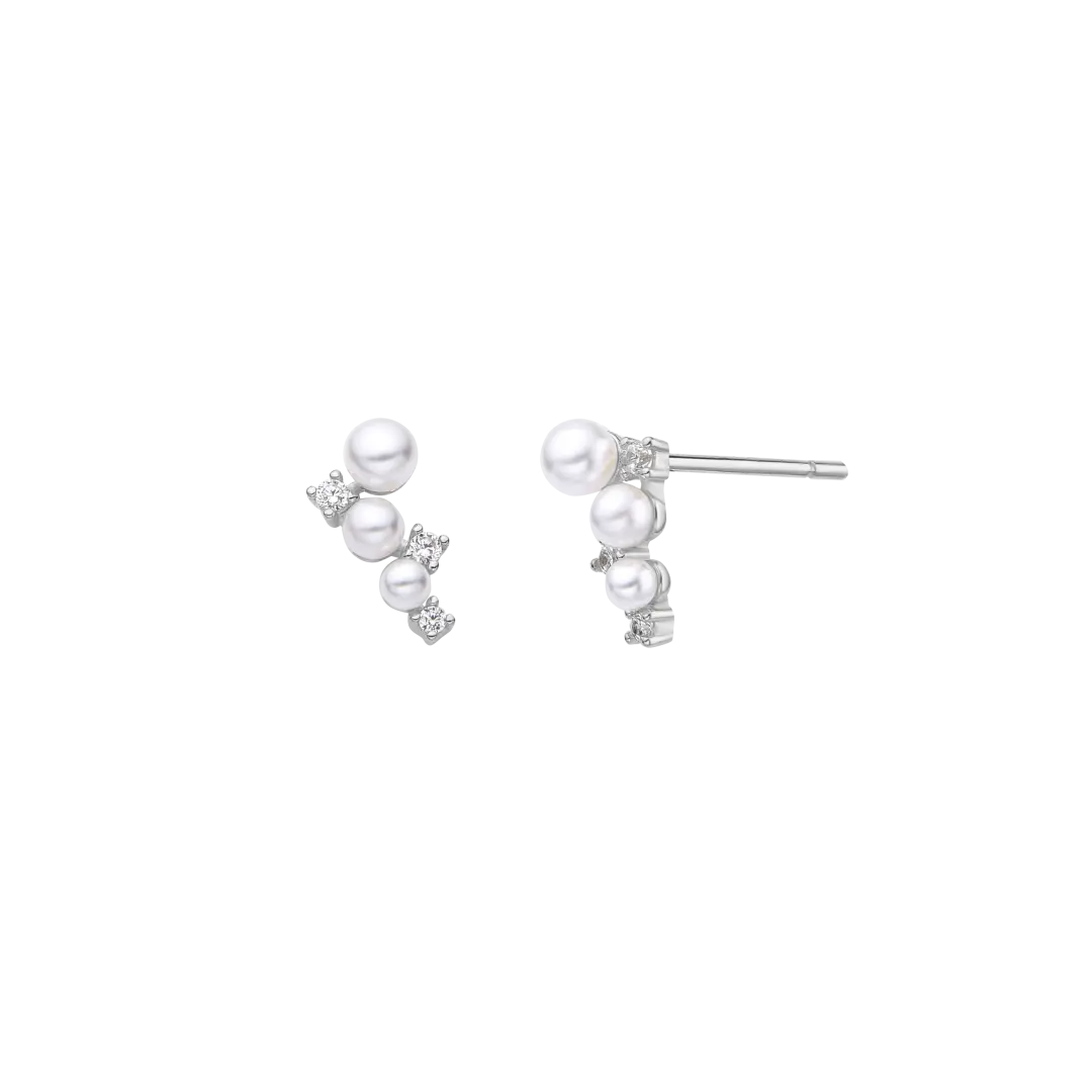 Pearly Constellation Silver Earrings