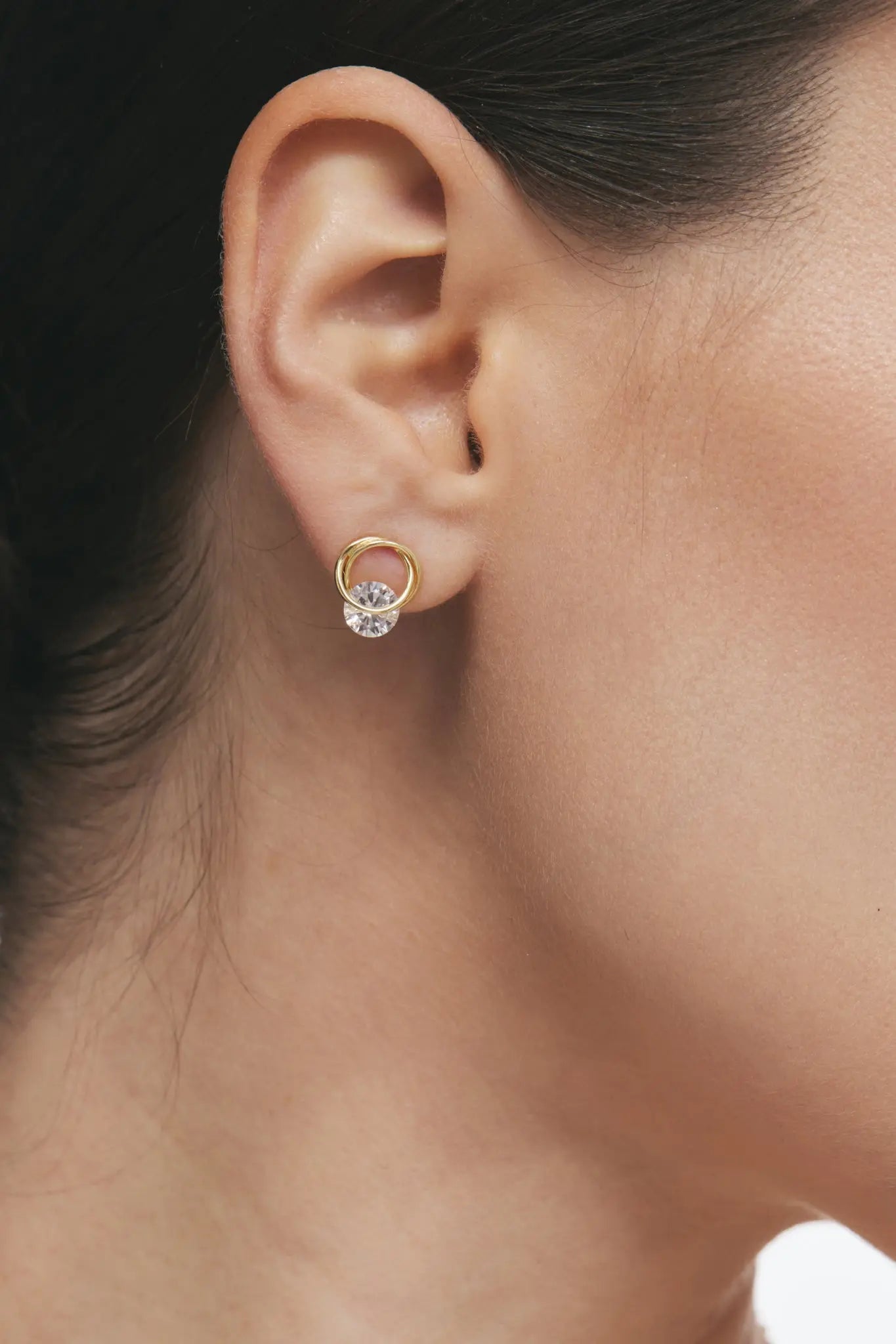 Floating Stone Silver Earrings