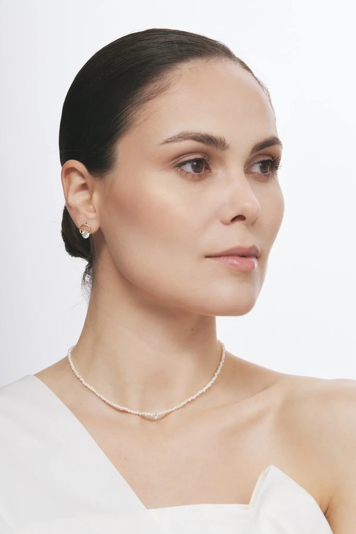 Floating Stone Silver Earrings