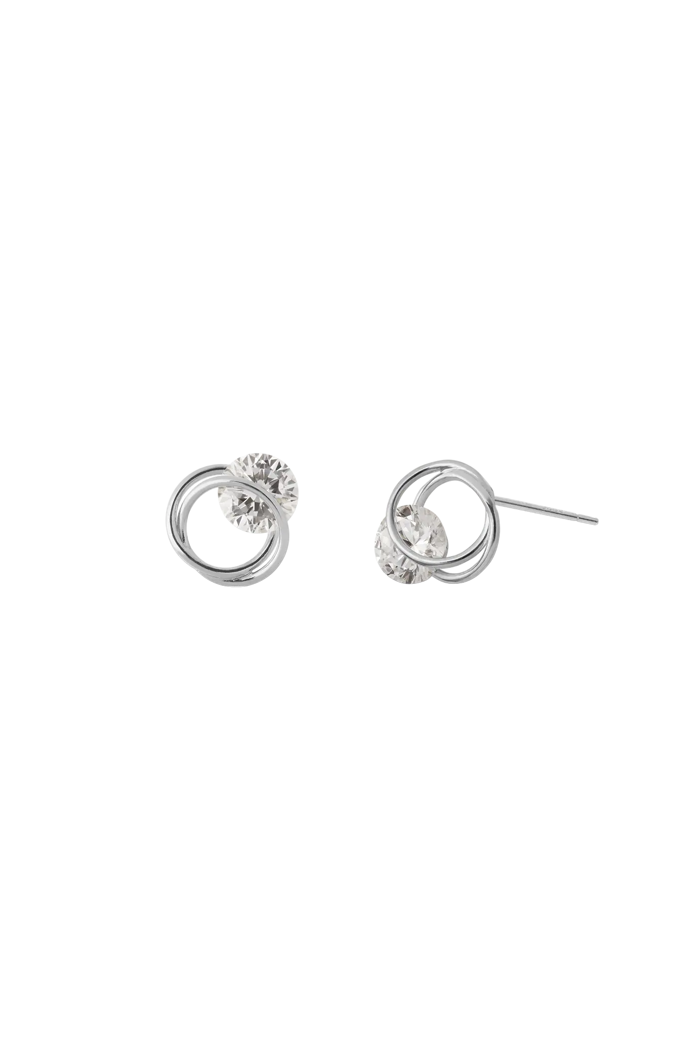 Floating Stone Silver Earrings