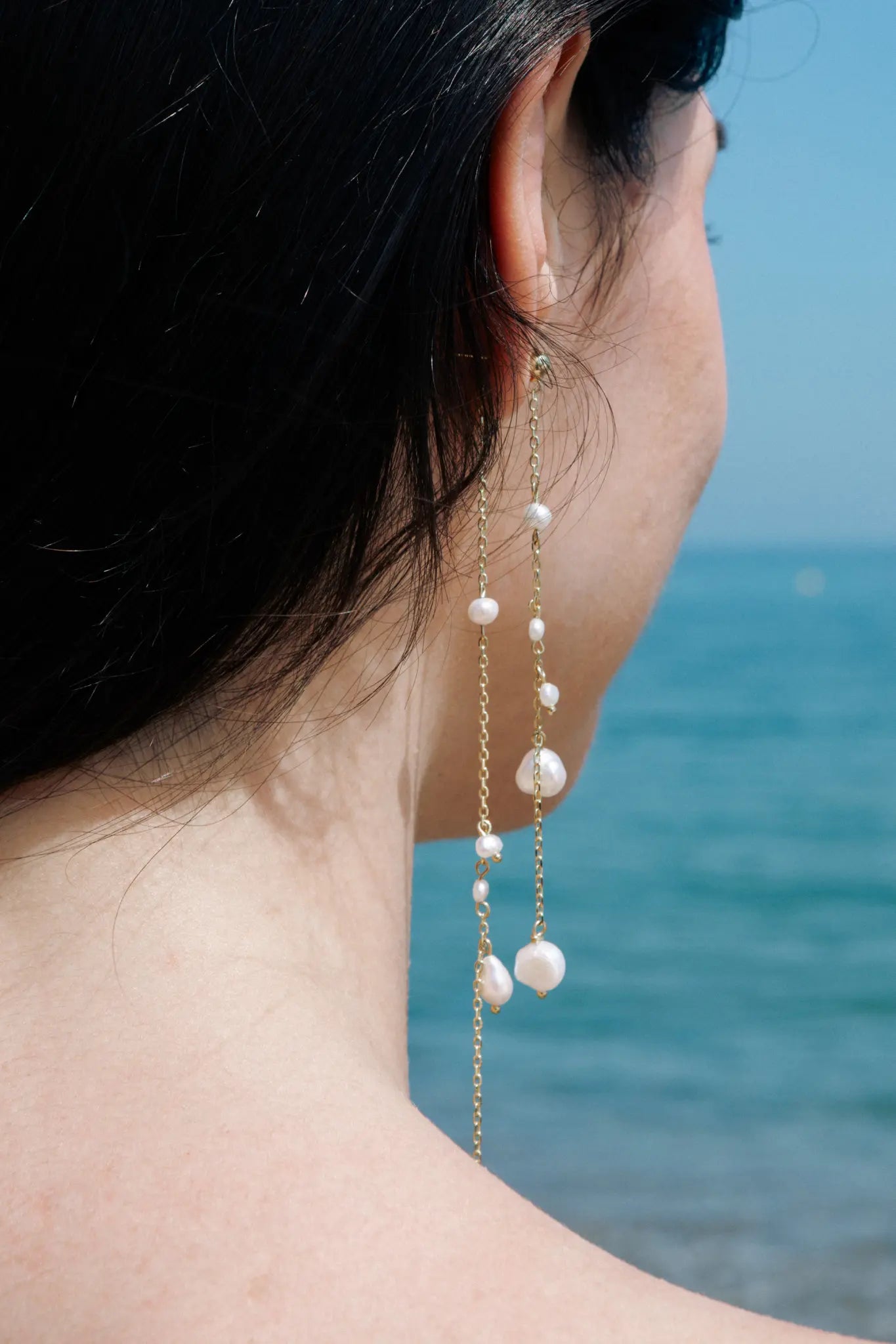 Silver Pearl Drip Drop Earrings