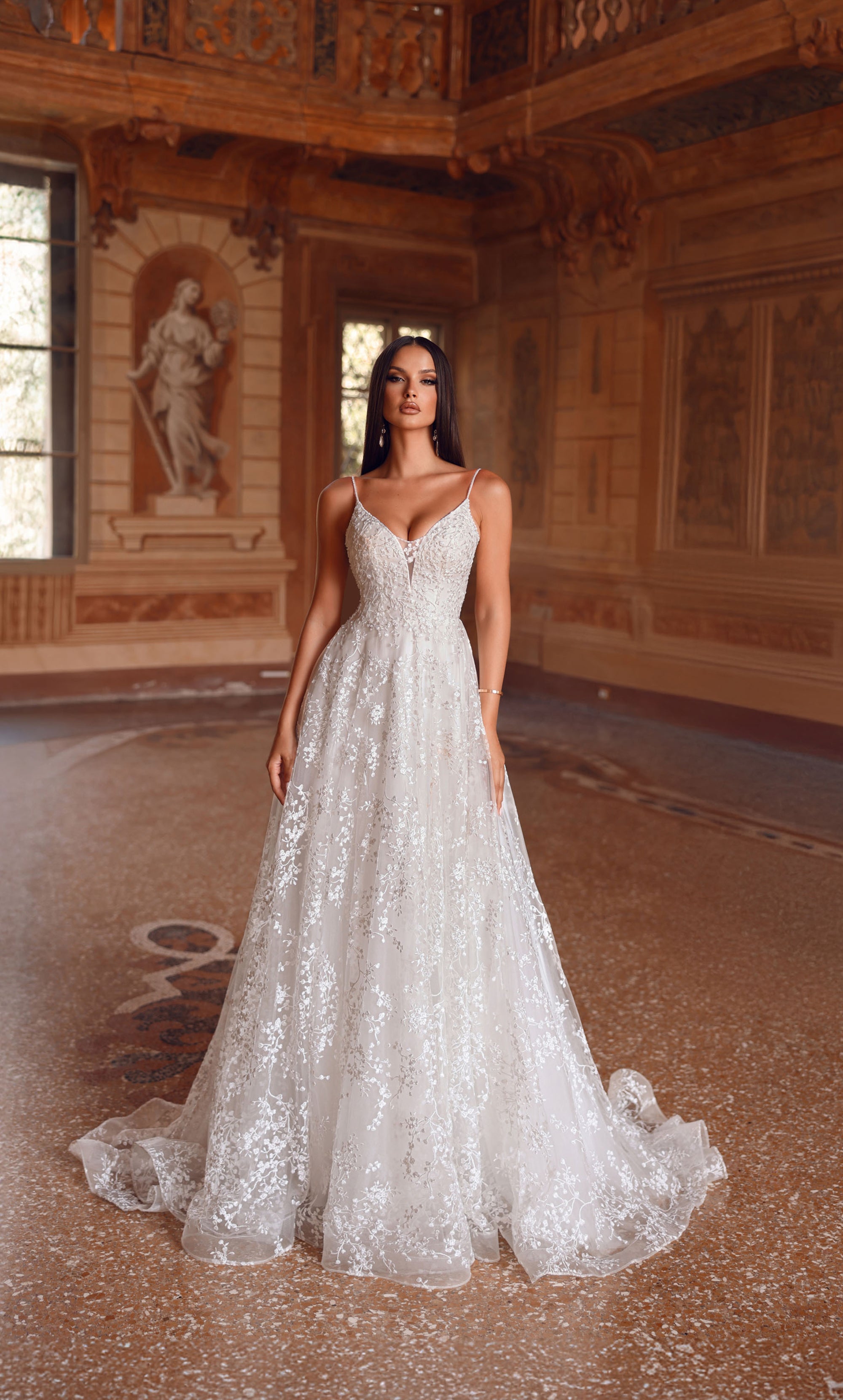 ALYCE Paris 7121 Bridal Plunging Neckline Corset A Line Dress