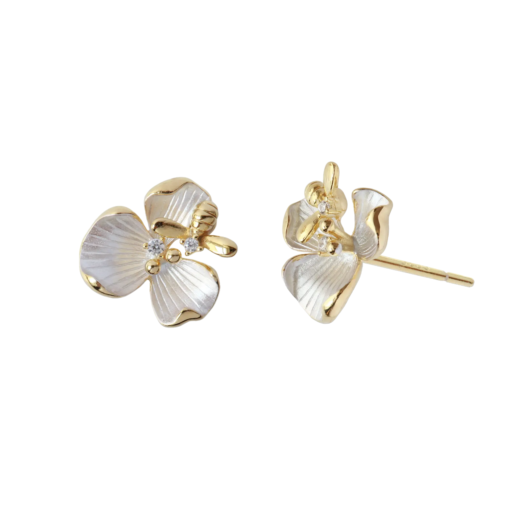White Orchid Silver Earrings