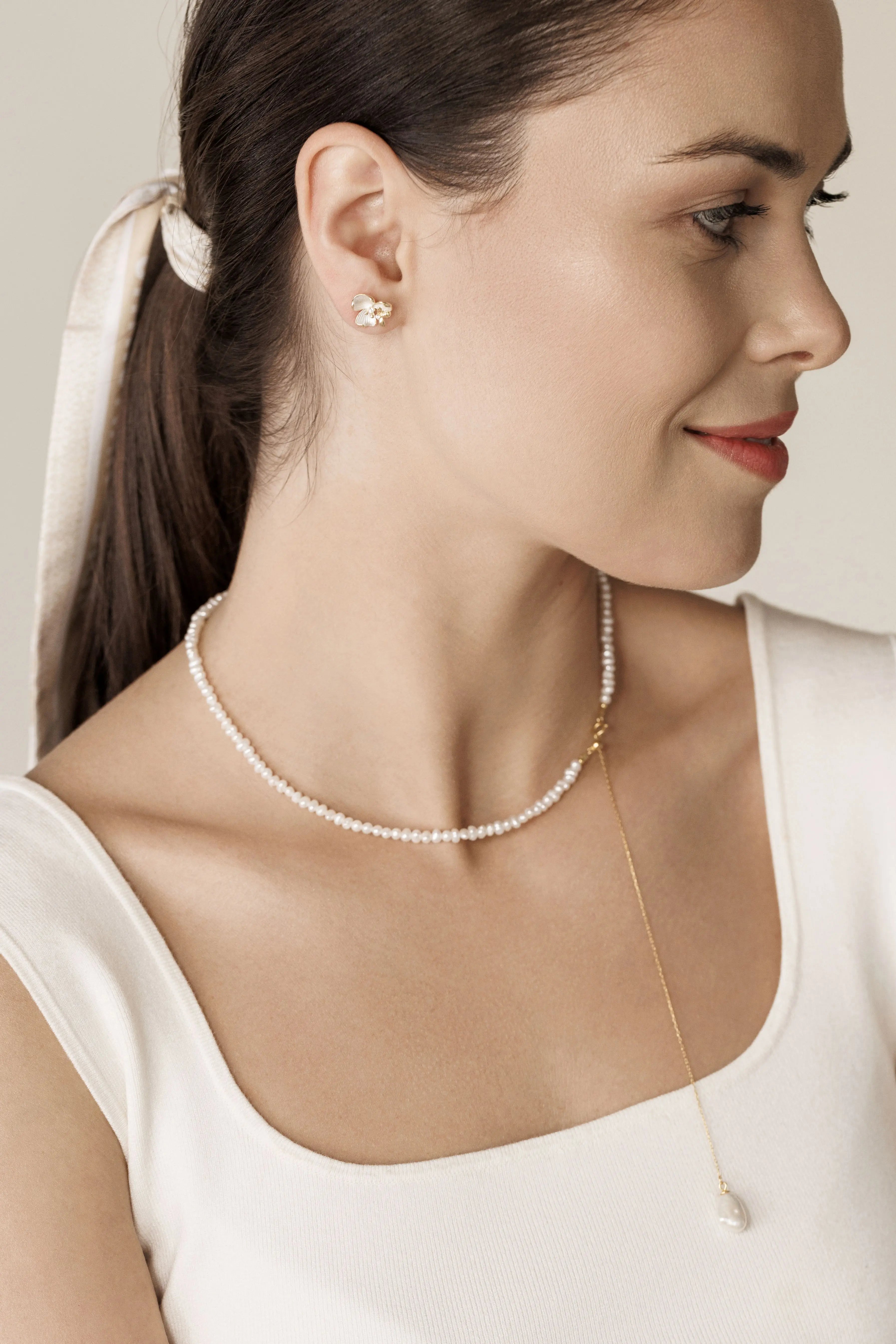 White Orchid Silver Earrings