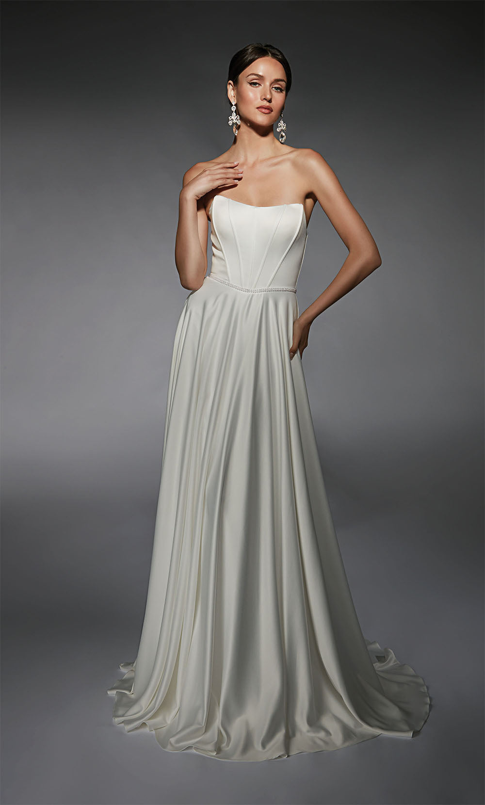 ALYCE Paris 7110 Bridal Scoop Neckline Corset A Line Dress
