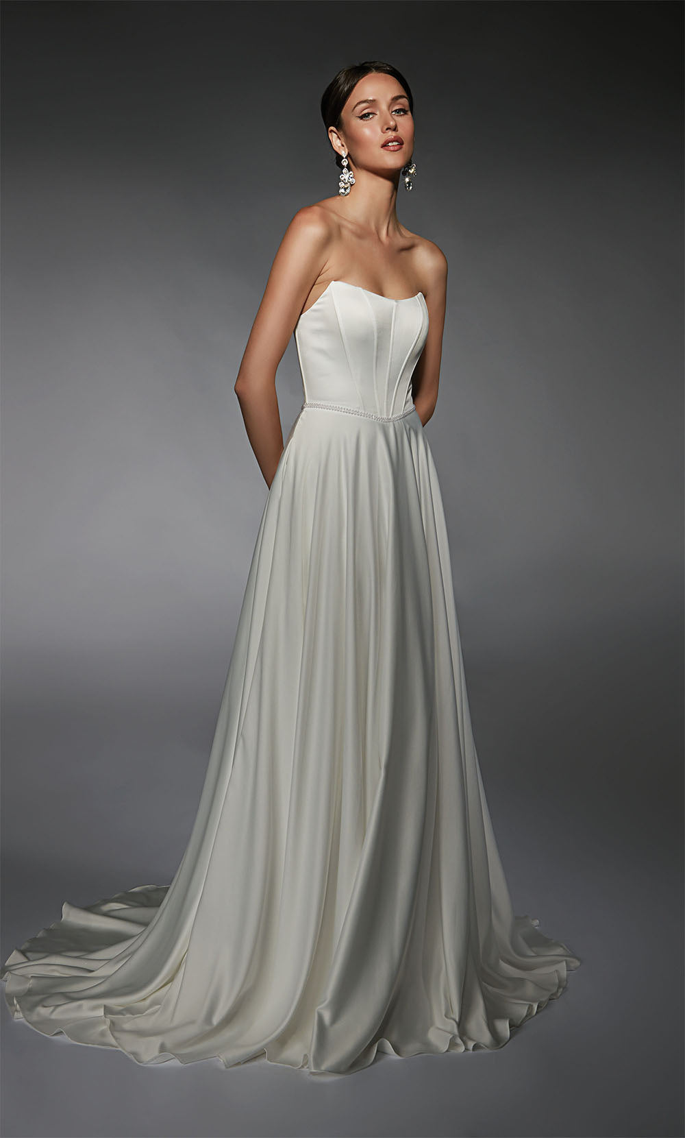 ALYCE Paris 7110 Bridal Scoop Neckline Corset A Line Dress