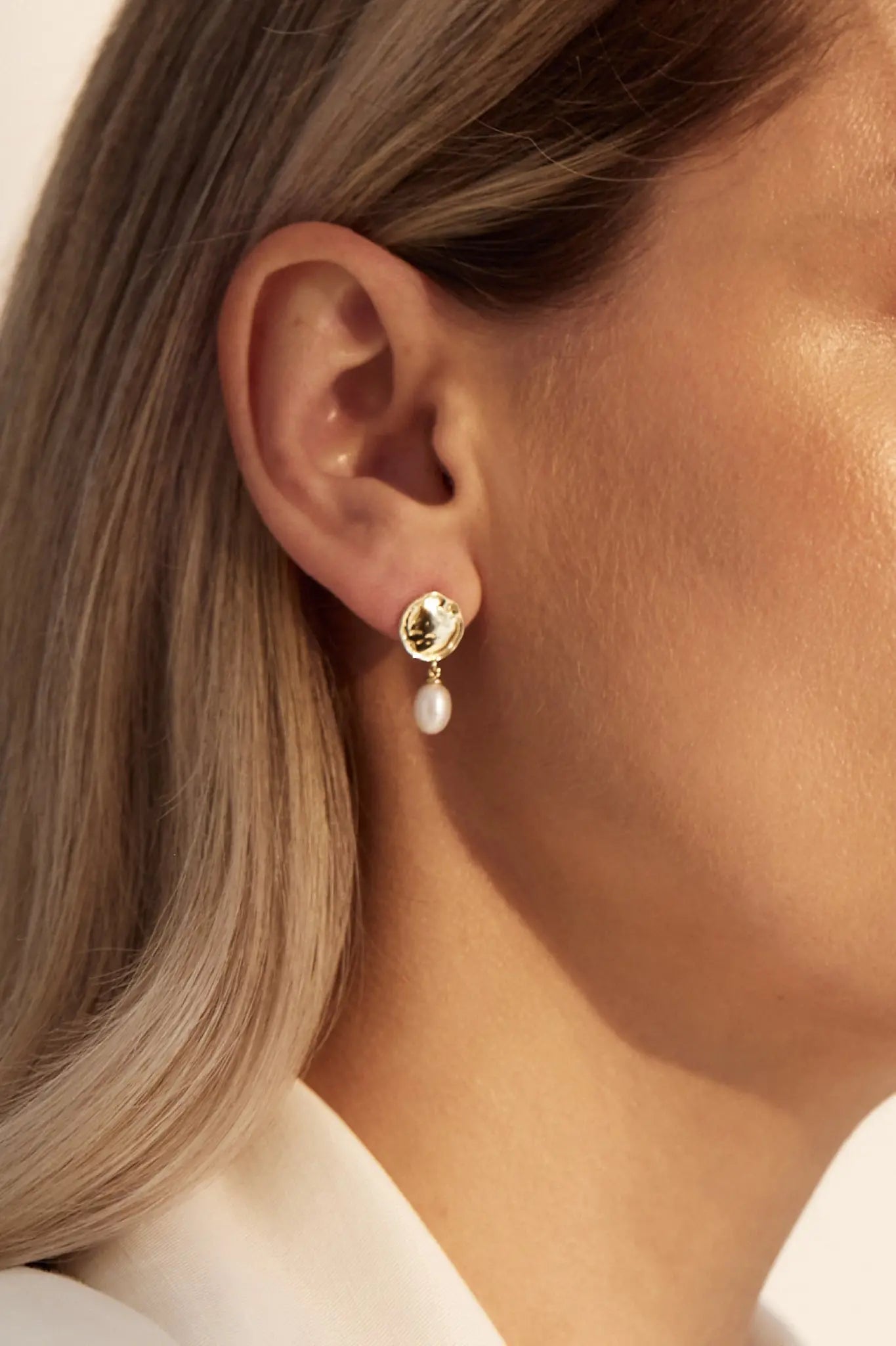 Silver Moon Pearl Earrings