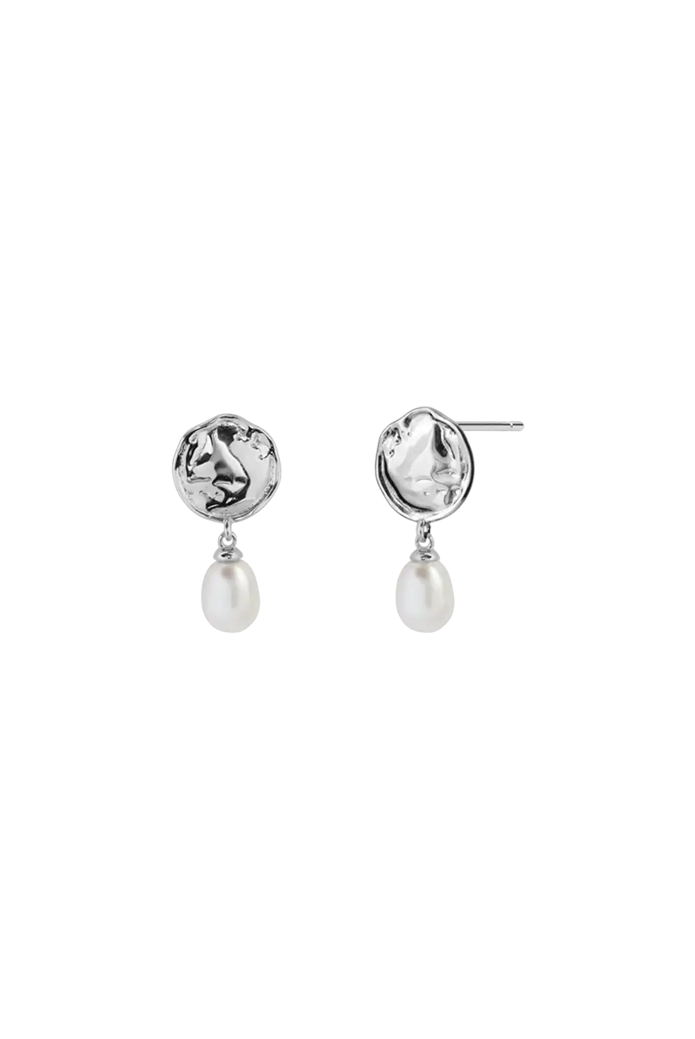 Silver Moon Pearl Earrings