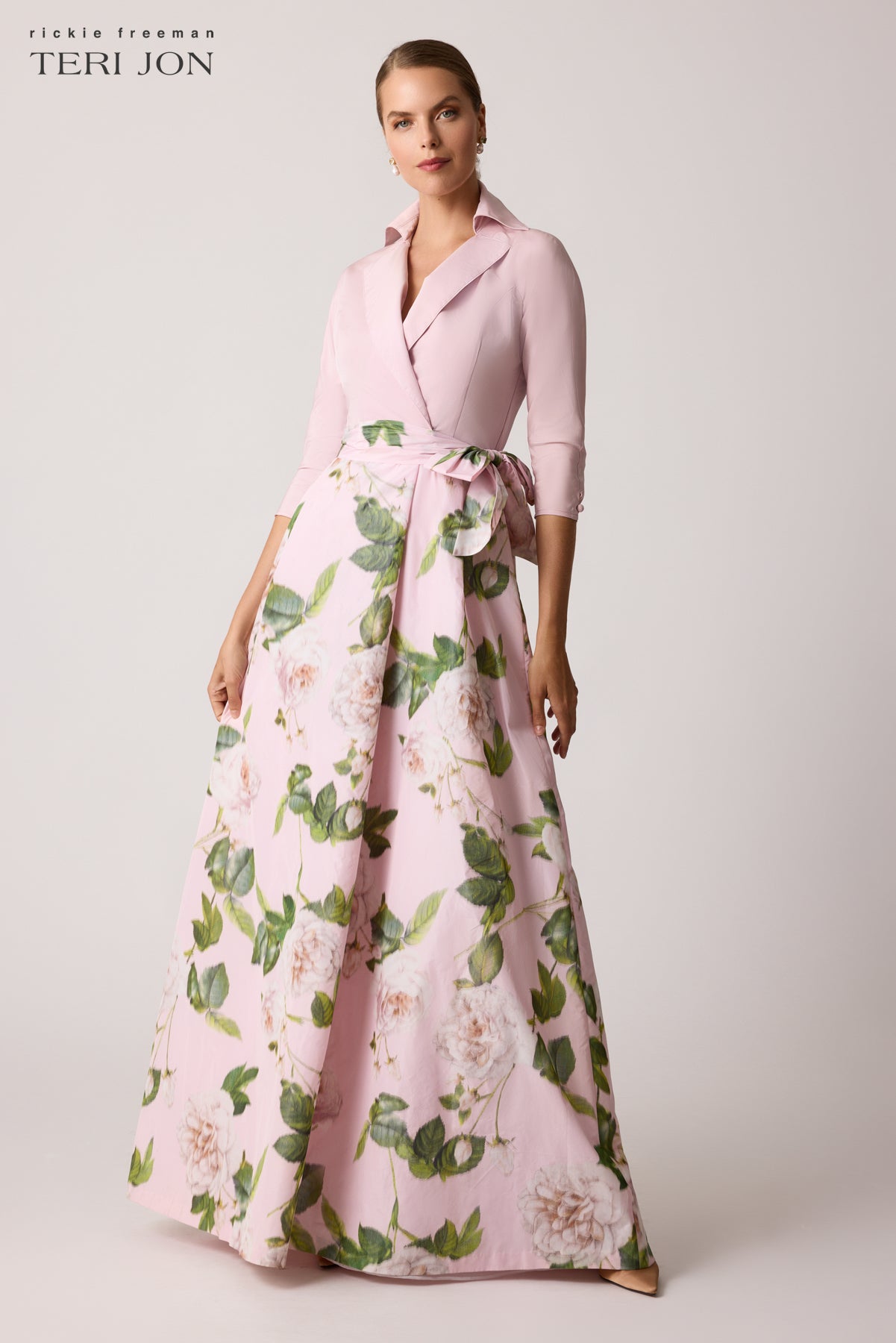 Taffeta Floral Print Shirt Dress