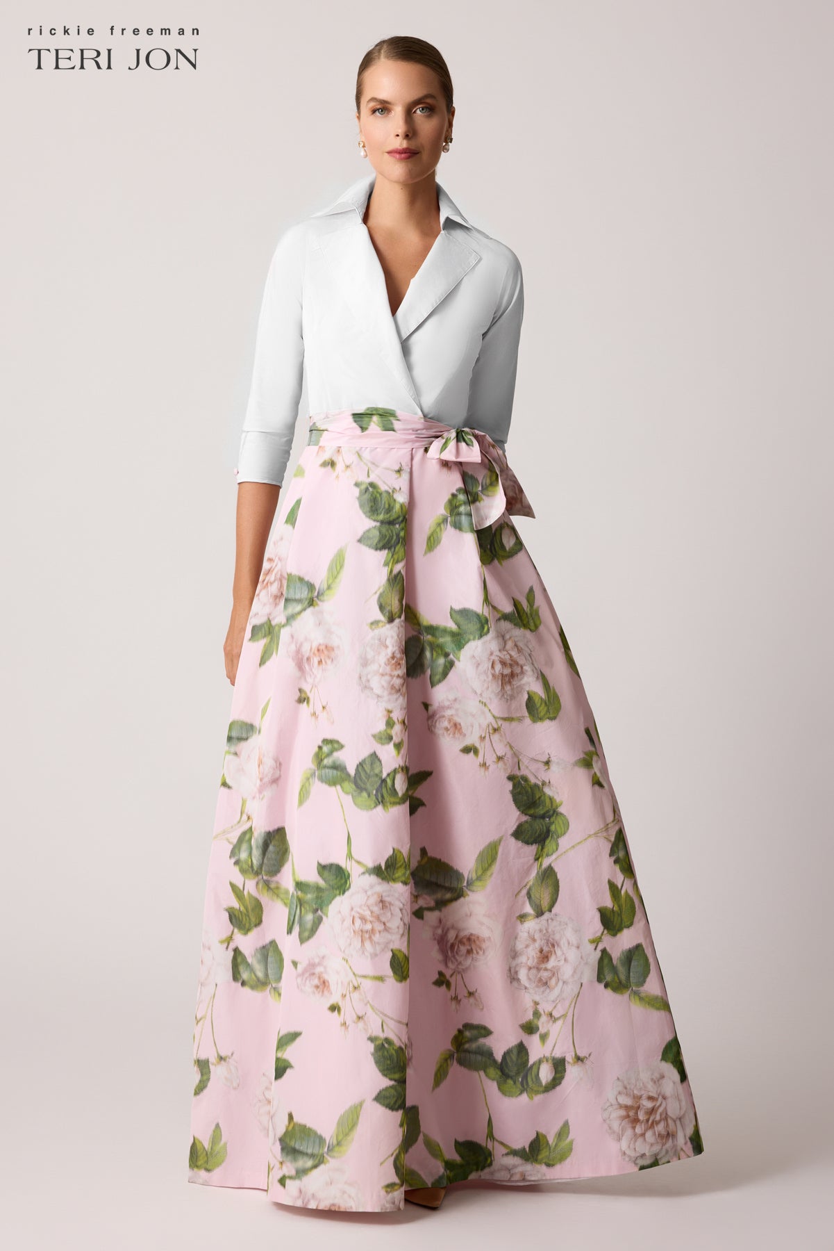 Taffeta Floral Print Shirt Dress