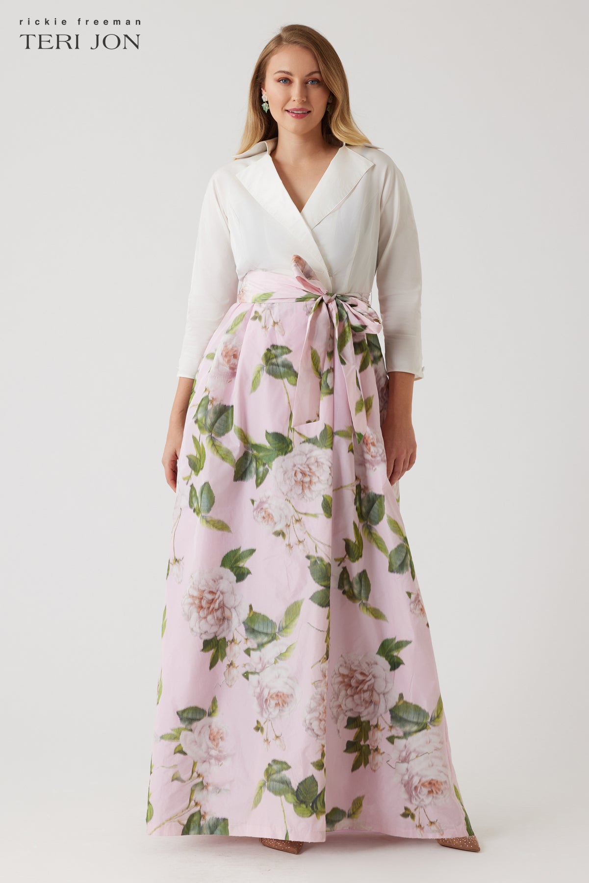 Taffeta Floral Print Shirt Dress