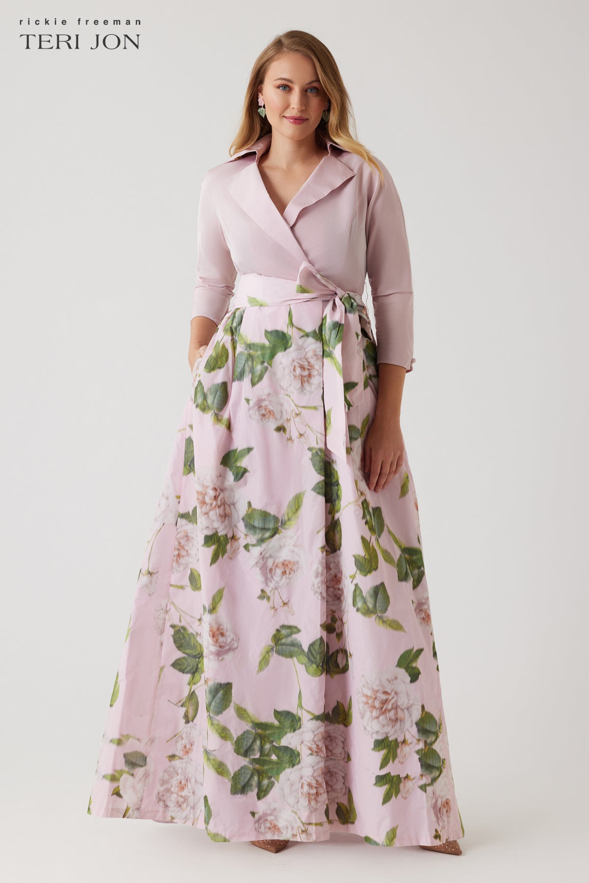 Taffeta Floral Print Shirt Dress