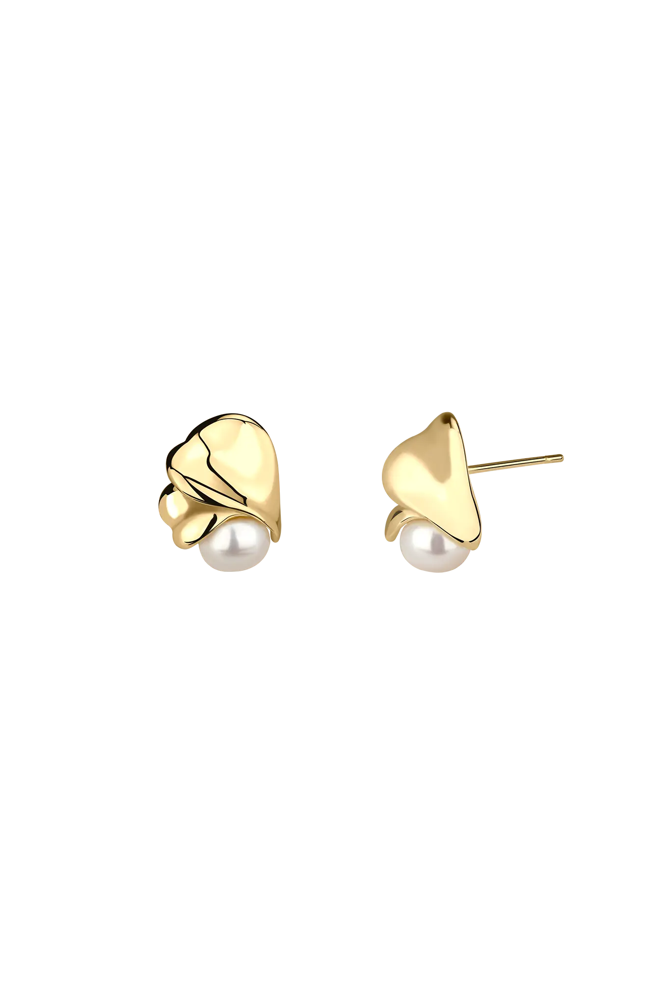 Silver Pearl Wave Earrings