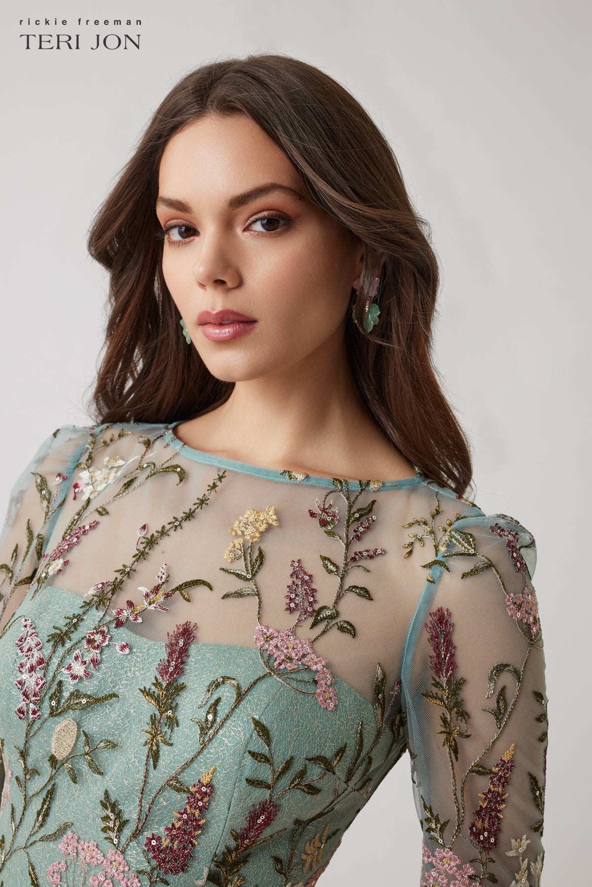 Embroidered Tulle A Line Gown