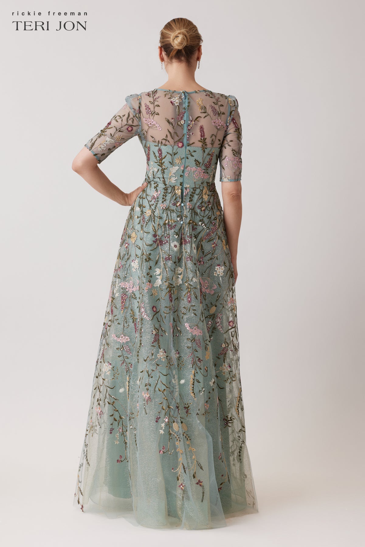 Embroidered Tulle A Line Gown