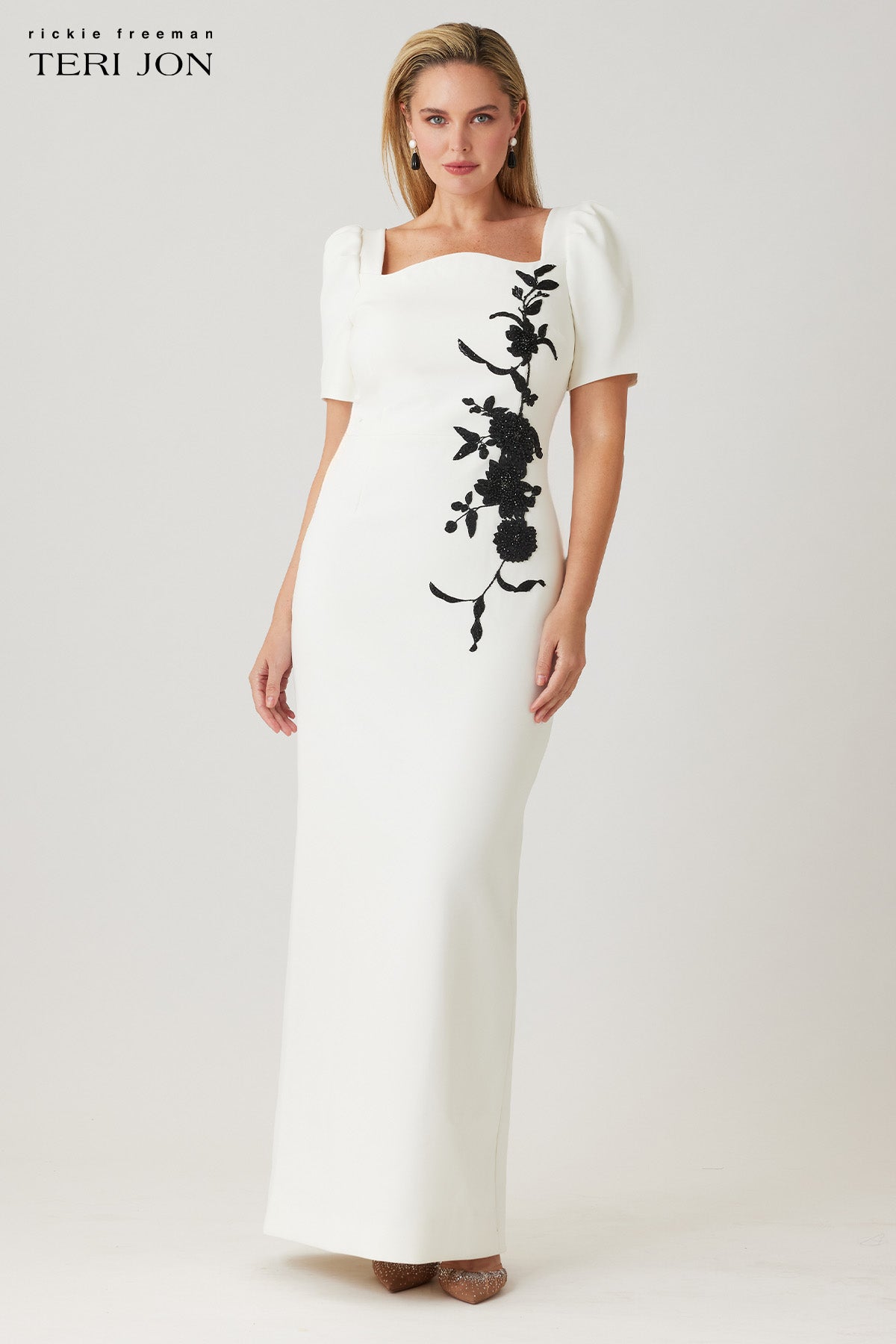 Scallop Stretch Crepe Gown
