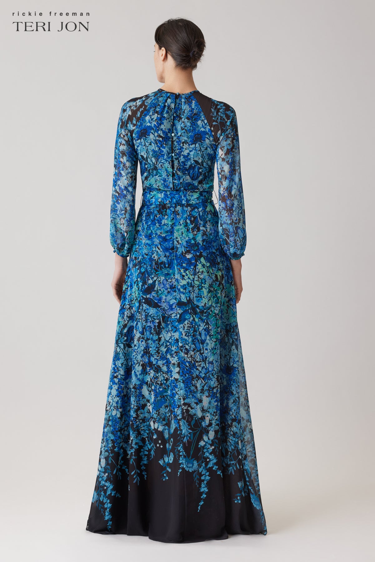 Chiffon Floral Print A Line Gown